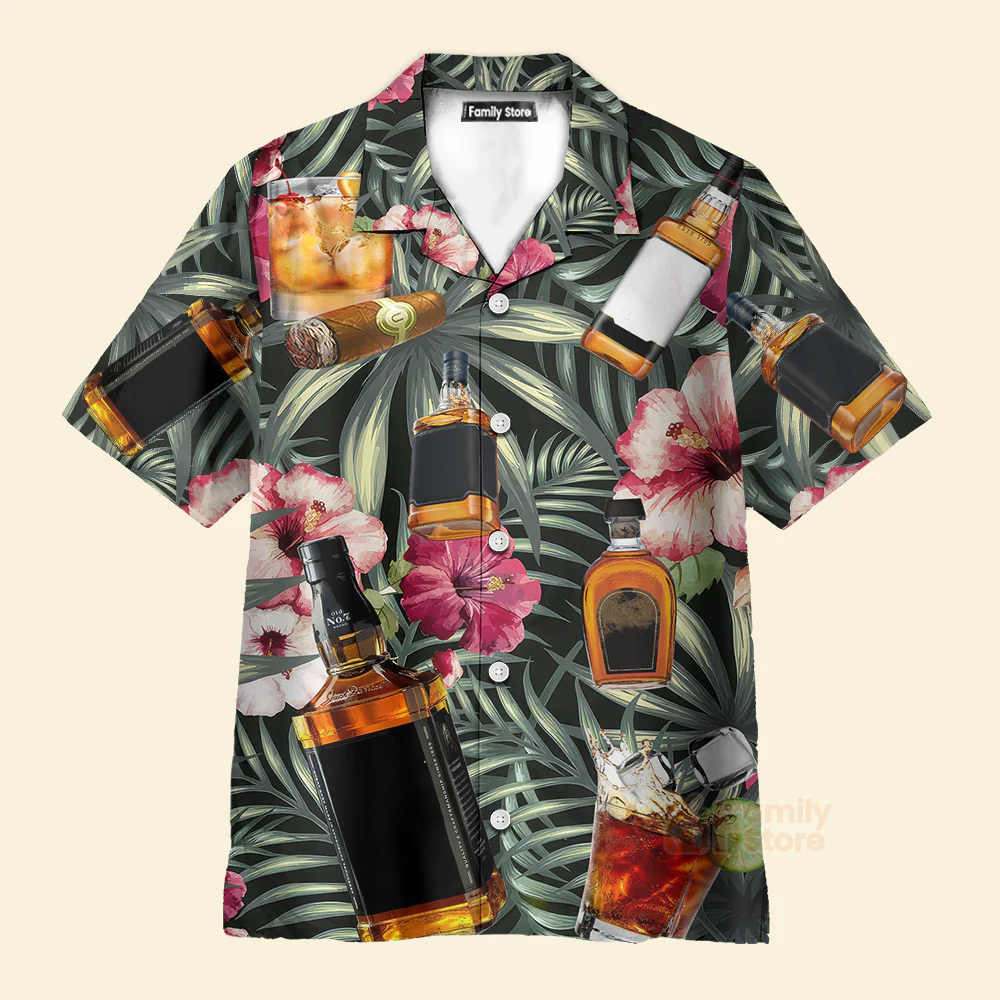 Wine Bourbon Tropical Leaf - Hawaiian Shirt - Image 3