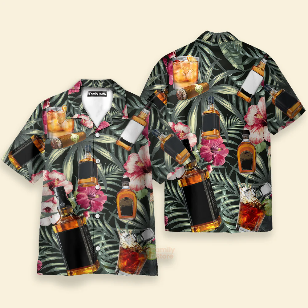 Wine Bourbon Tropical Leaf - Hawaiian Shirt - Image 4