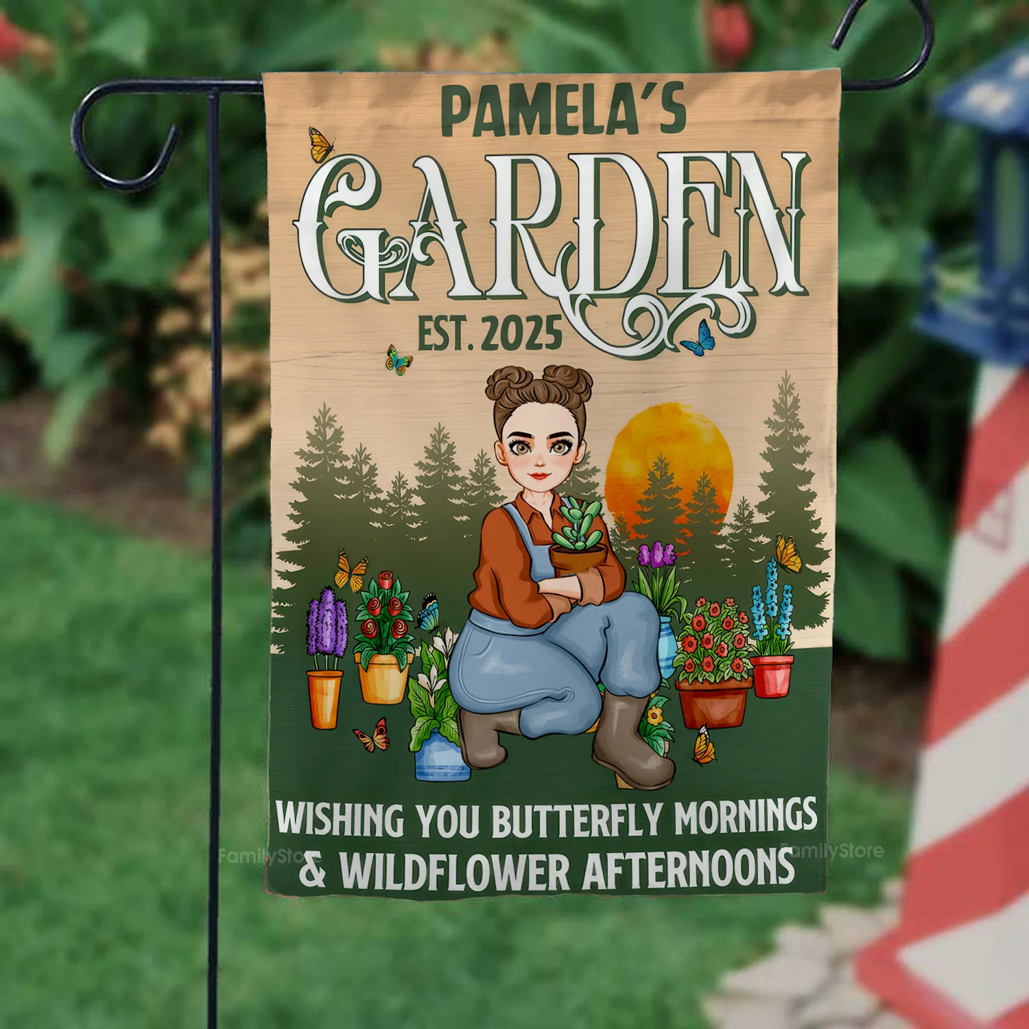 Wishing You Butterfly Mornings - Personalized Flag - Gift For Gardening Lovers, Gardeners | GR17 NH96
