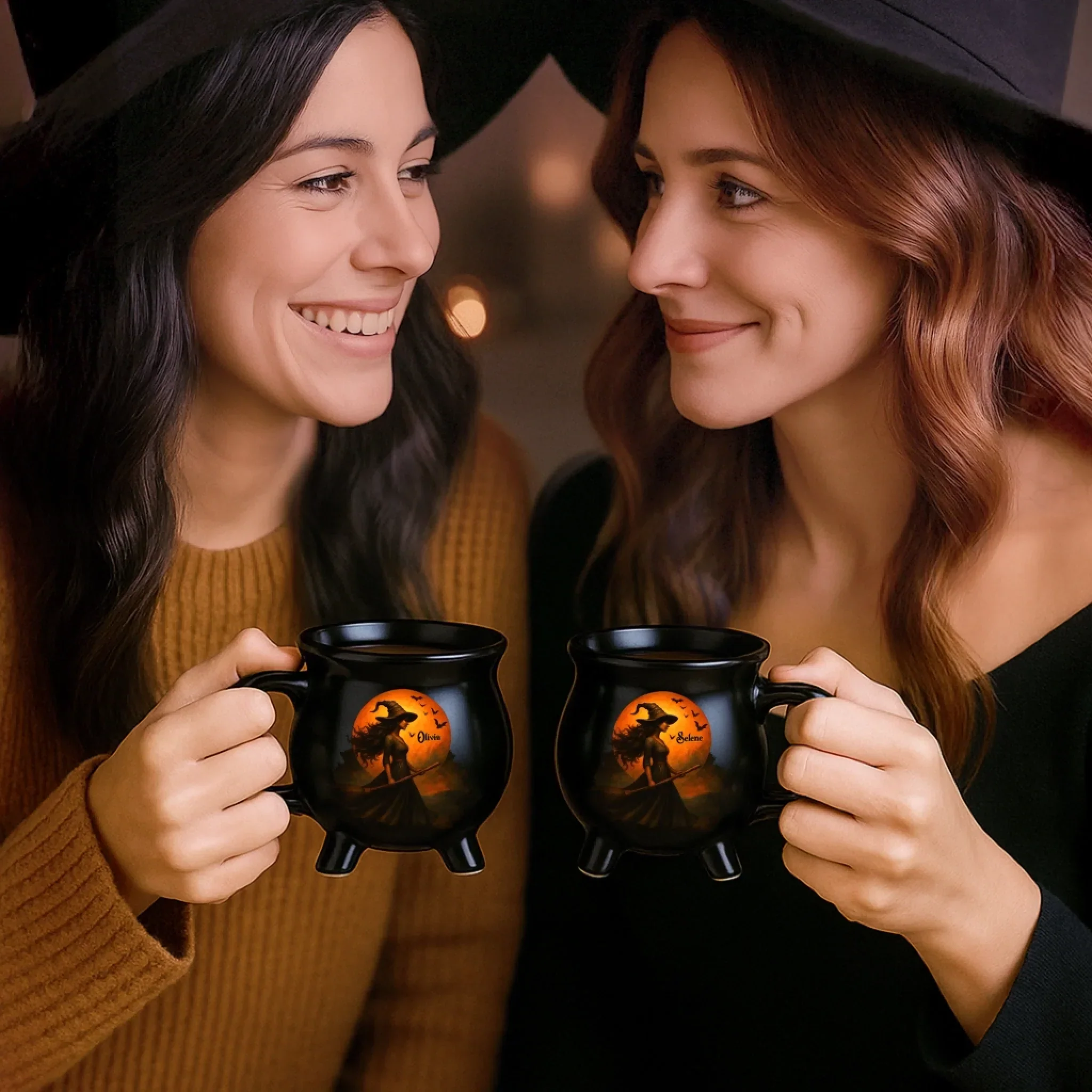 Witching You A Wicked Brew - Custom Witch Cauldron Coffee Mug - Personalized Halloween Witchy Gifts For Besties, Sisters, BFF, Family, Yourself - Image 3
