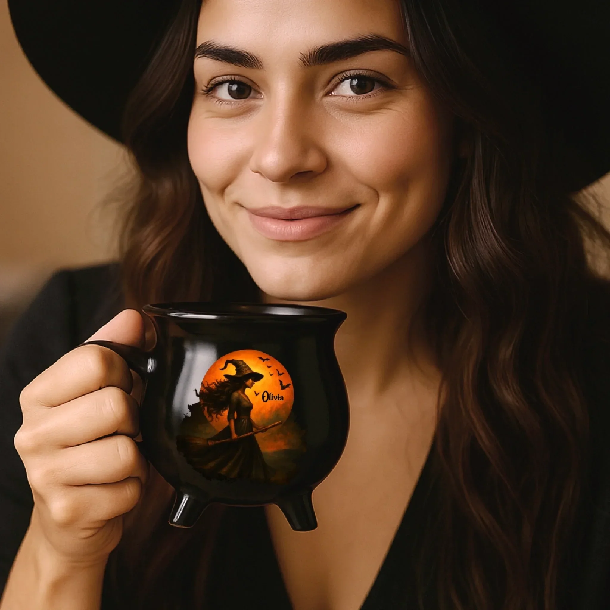 Witching You A Wicked Brew - Custom Witch Cauldron Coffee Mug - Personalized Halloween Witchy Gifts For Besties, Sisters, BFF, Family, Yourself - Image 4