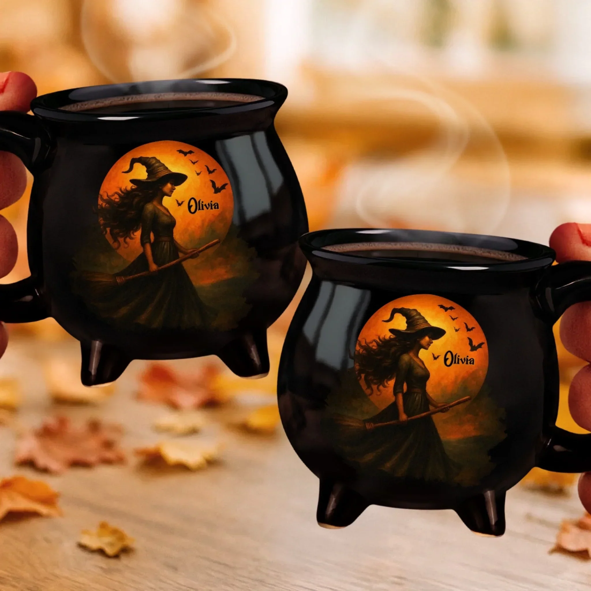 Witching You A Wicked Brew - Custom Witch Cauldron Coffee Mug - Personalized Halloween Witchy Gifts For Besties, Sisters, BFF, Family, Yourself - Image 5