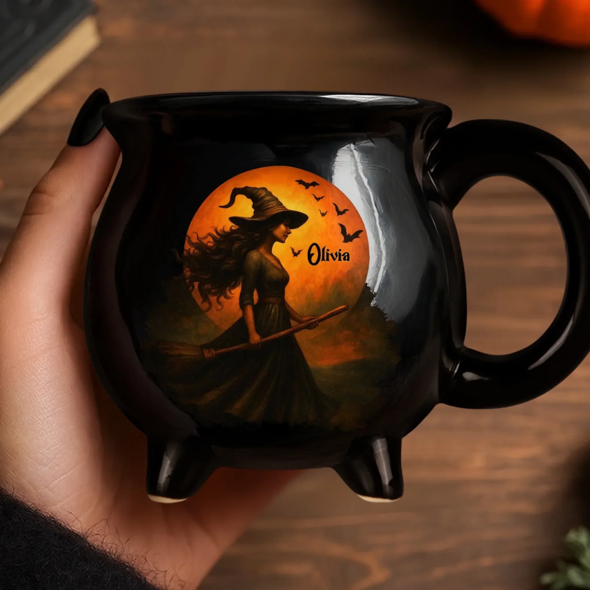 Witching You A Wicked Brew - Custom Witch Cauldron Coffee Mug - Personalized Halloween Witchy Gifts For Besties, Sisters, BFF, Family, Yourself - Image 7