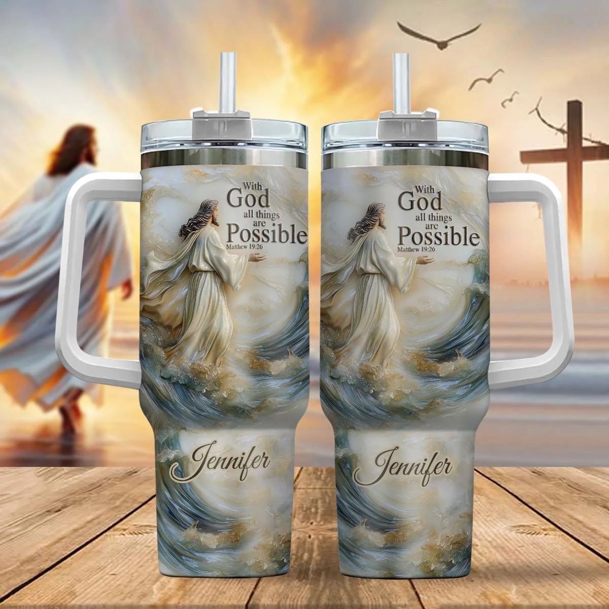 With God All Things Are Possible - Personalized 40oz Tumbler Cup With Straw TD118