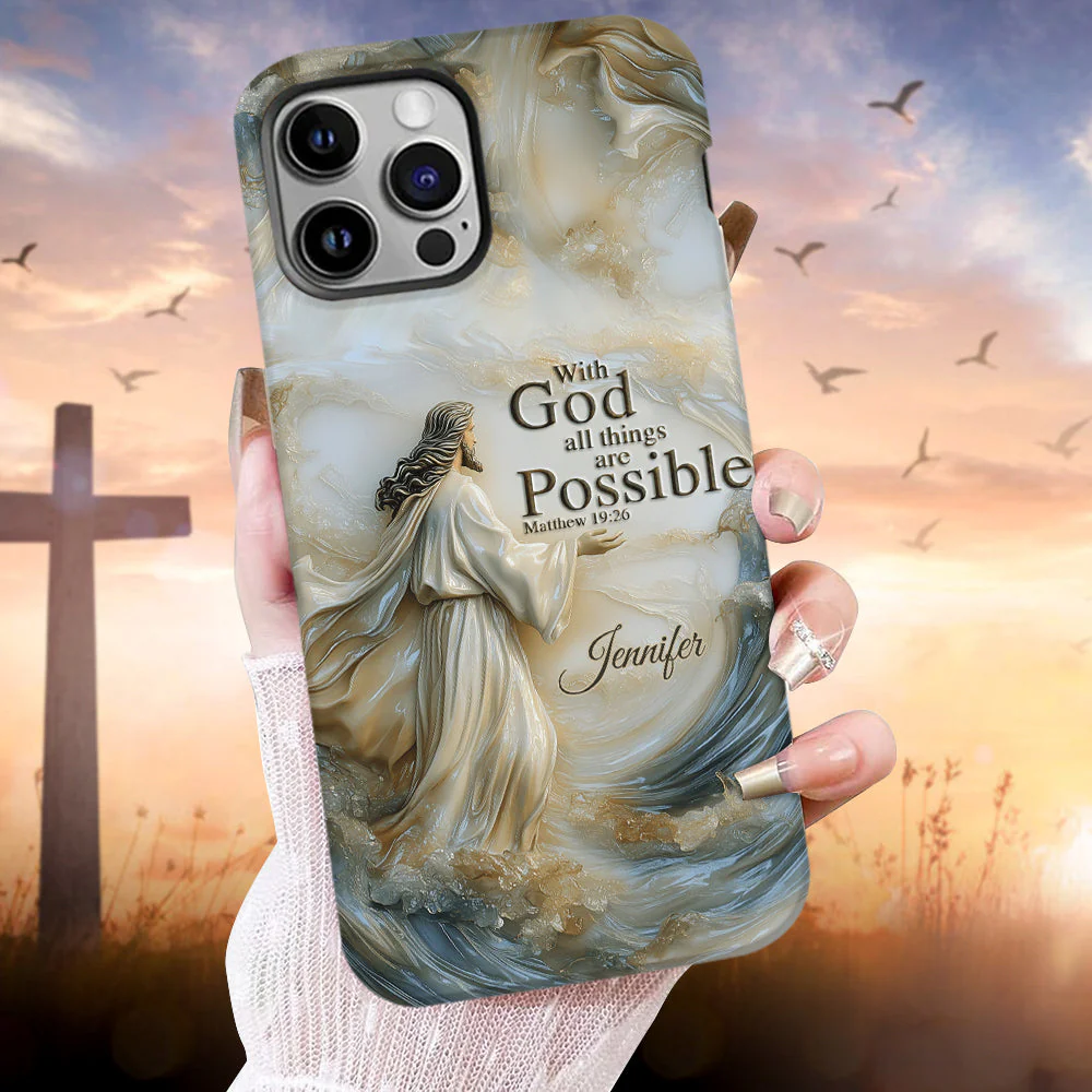 With God All Things Are Possible – Personalized Christian Accent Phone Case – Gift for Christian BA01