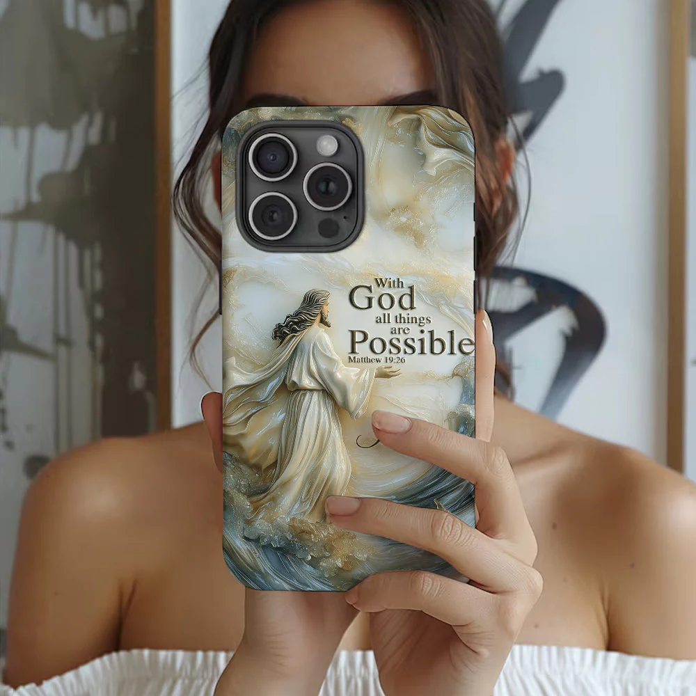 With God All Things Are Possible – Personalized Christian Accent Phone Case – Gift for Christian BA01 - Image 3