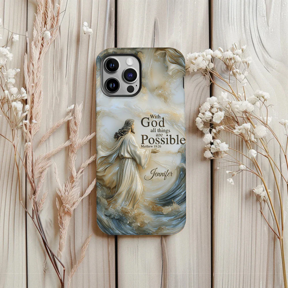 With God All Things Are Possible – Personalized Christian Accent Phone Case – Gift for Christian BA01 - Image 6