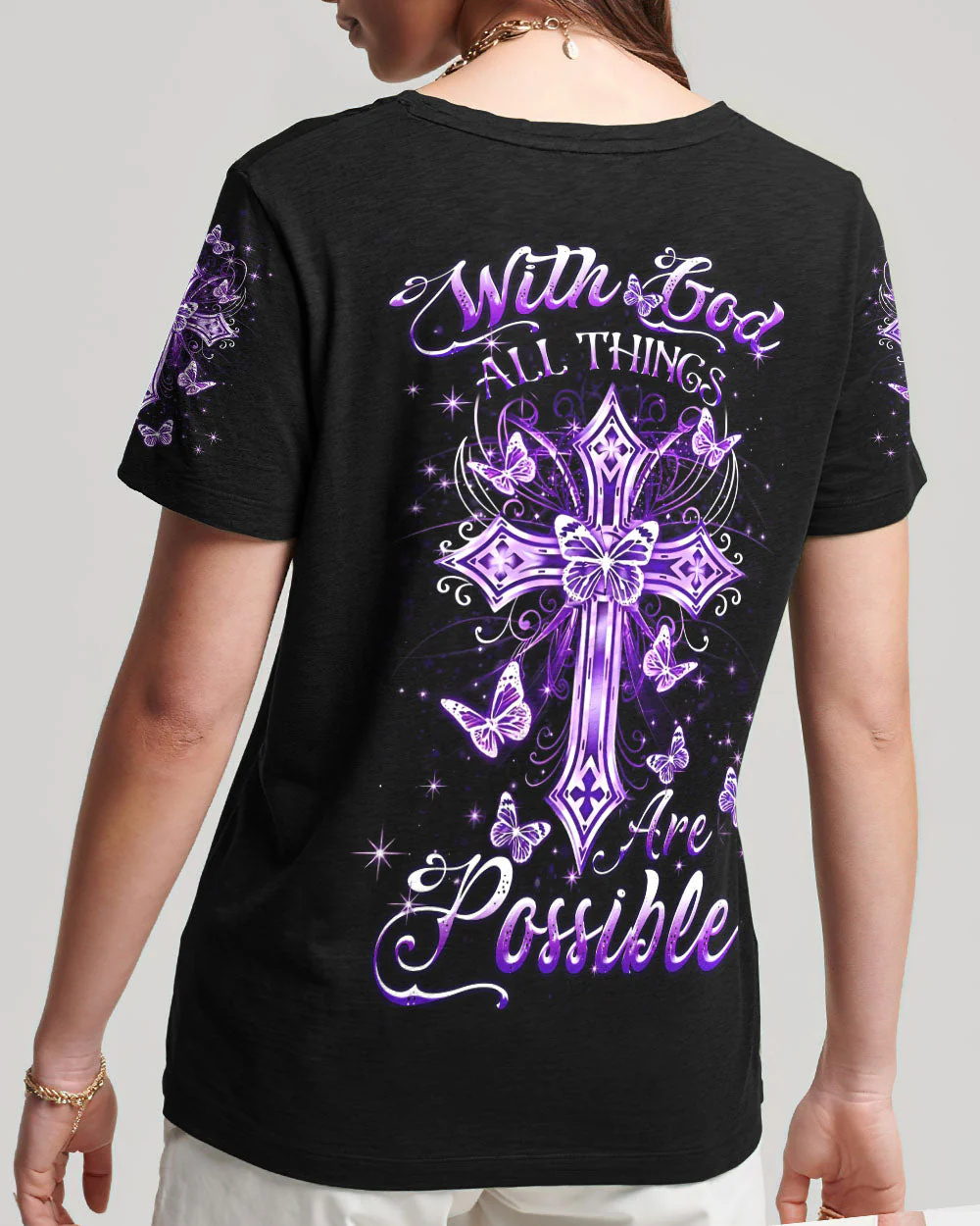 With God All Things Are Possible Women's All Over Print Shirt - 2109233 - Image 17