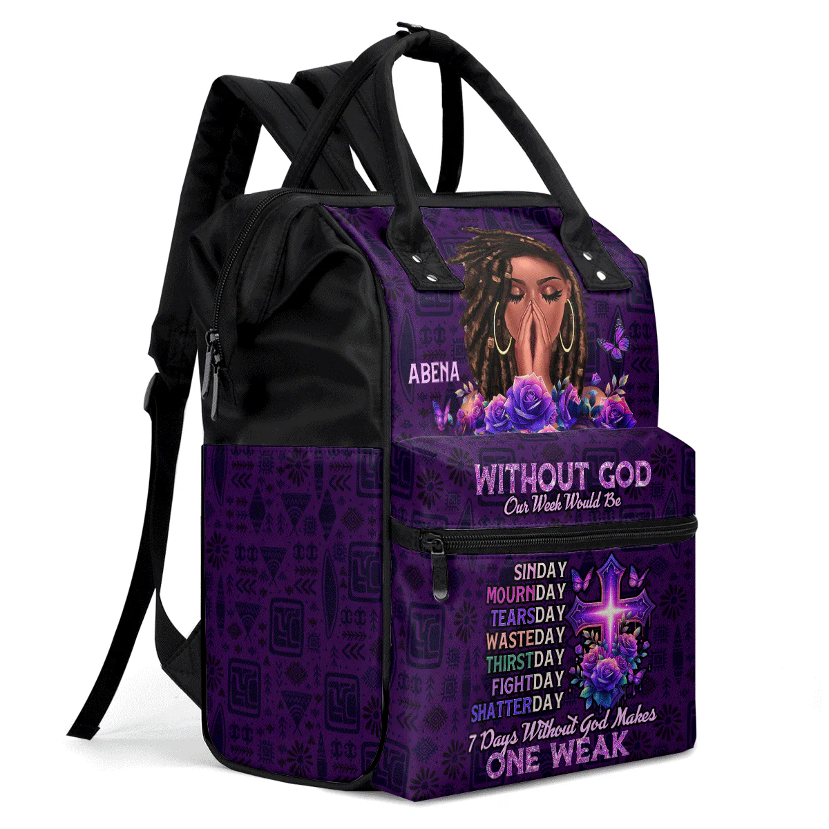 Without God Our Week Would Be - Personalized Duckbilled Backpack - Christian Gift For Black Women | HH01 - Image 4