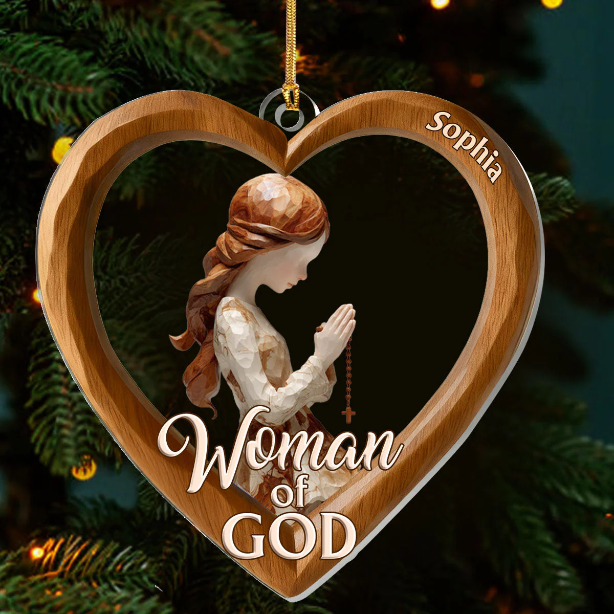 Woman Of God - Personalized 1-Layer Acrylic Ornament HL128 - Image 3