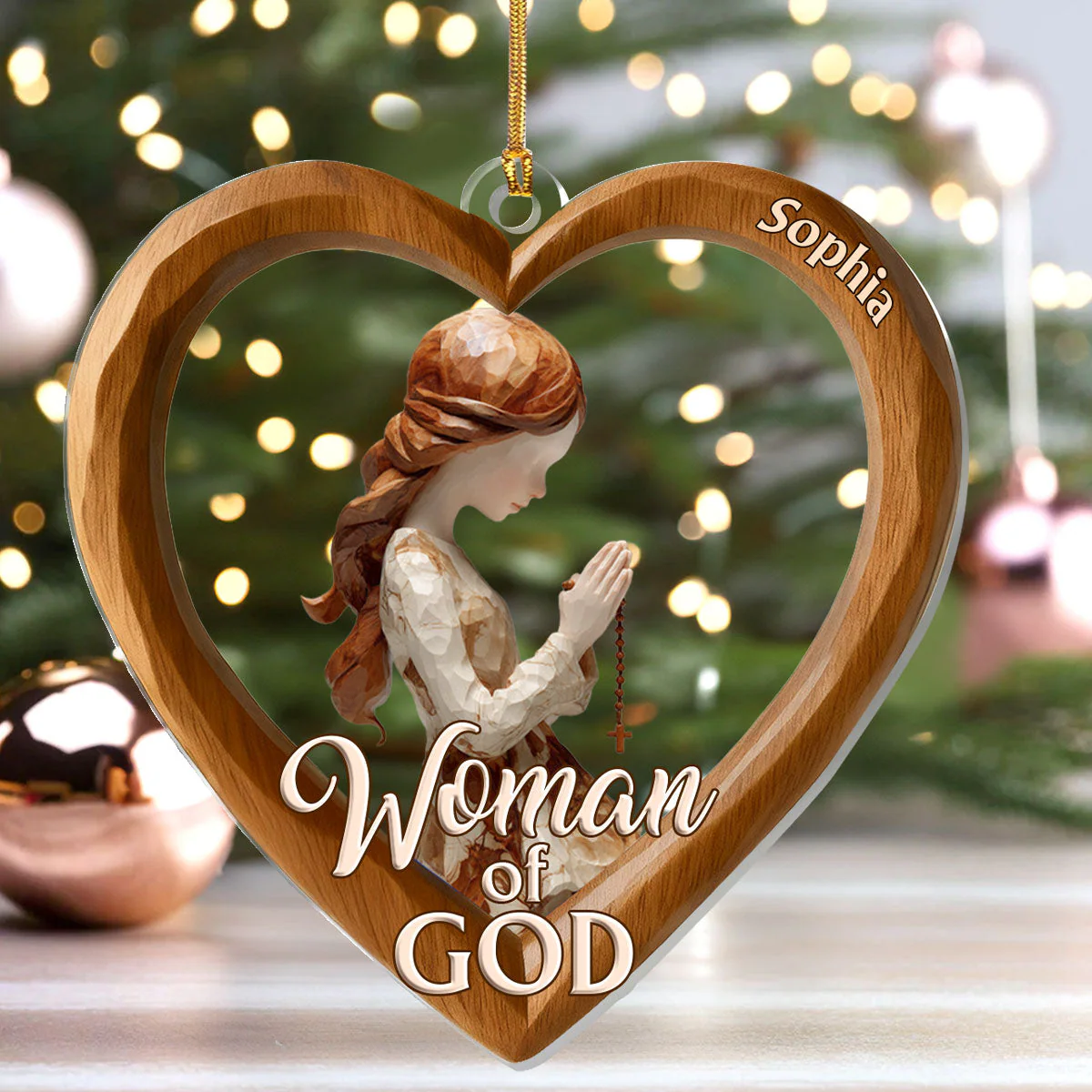 Woman Of God - Personalized 1-Layer Acrylic Ornament HL128 - Image 4