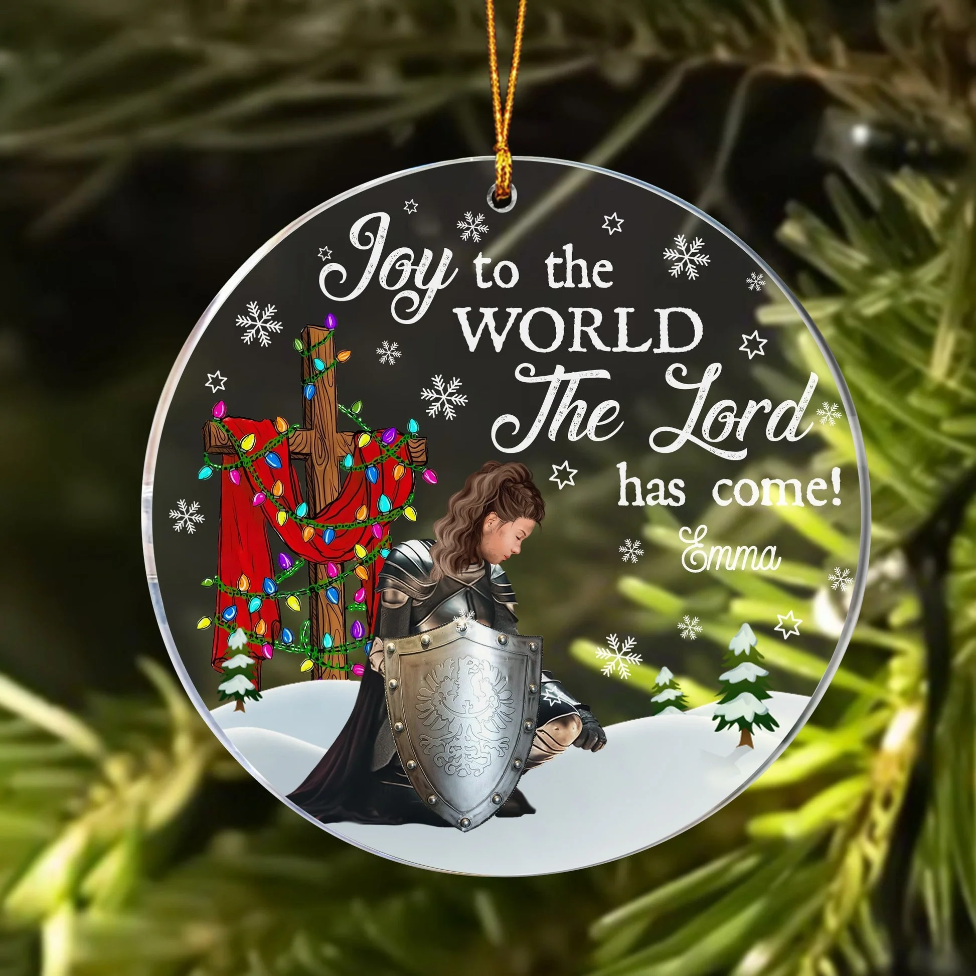 Woman Warrior Of God Joy To The World The Lord Has Come - Personalized Acrylic Ornament | CLGOD03 NL122 - Image 4