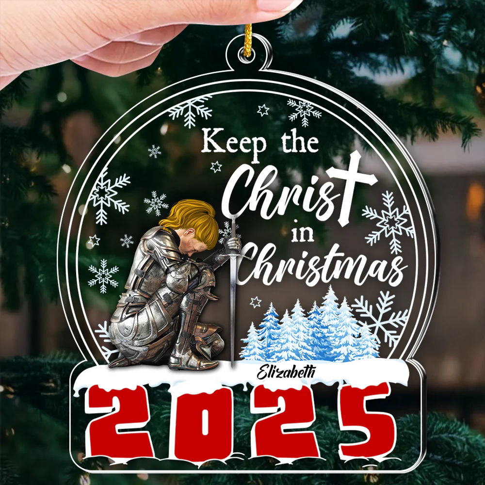 Woman Warrior Of God Keep The Christ In Christmas - Personalized Acrylic Ornament | CLGOD03 NL122 - Image 3