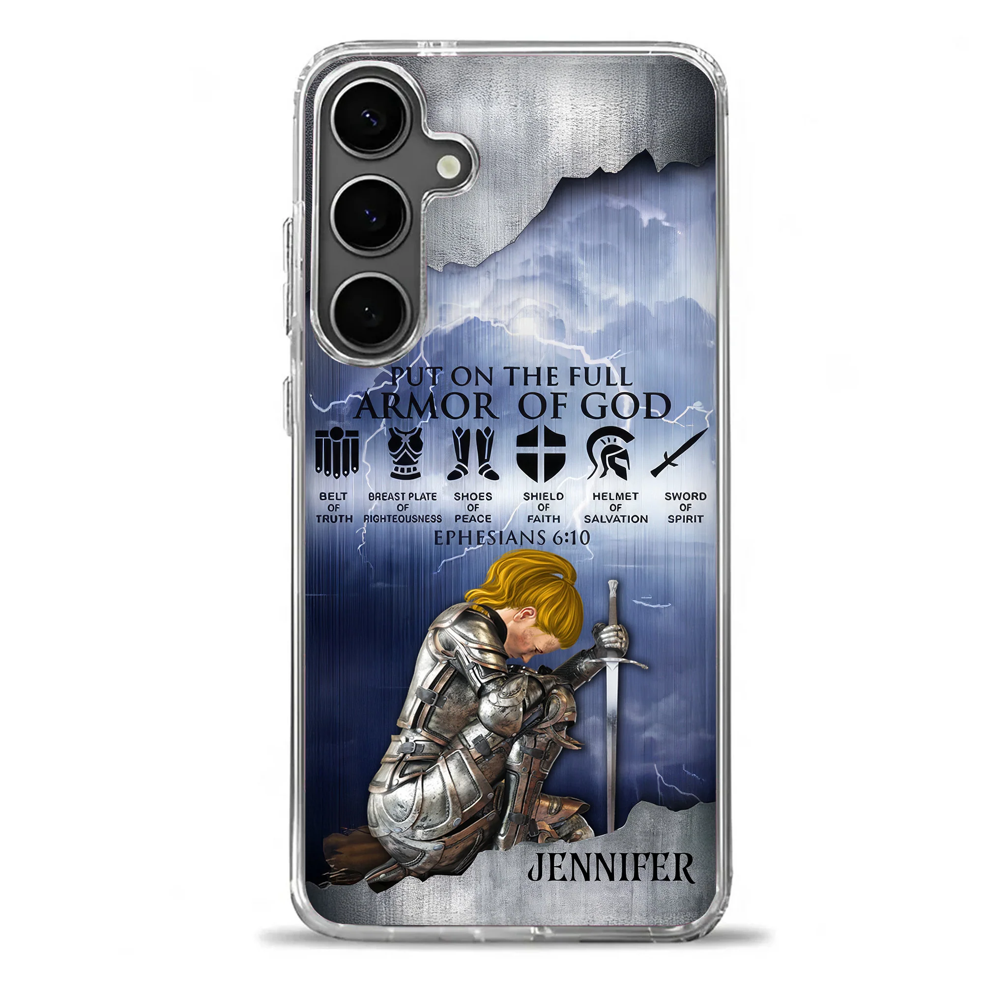 Woman Warrior of God Put On The Full Armor Of God - Personalized Phone Case | CLGO03 TD118 - Image 2