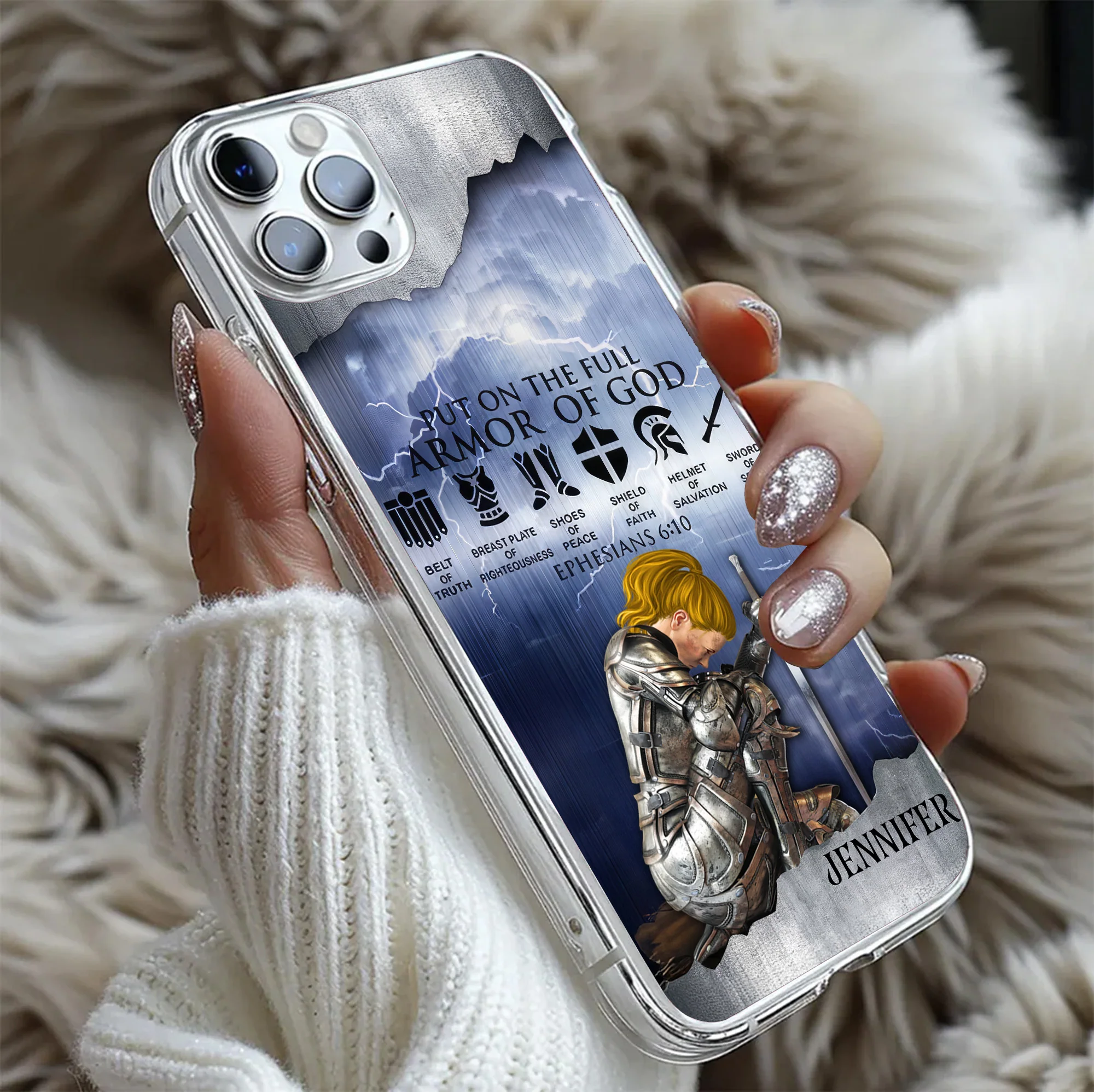 Woman Warrior of God Put On The Full Armor Of God - Personalized Phone Case | CLGO03 TD118 - Image 5