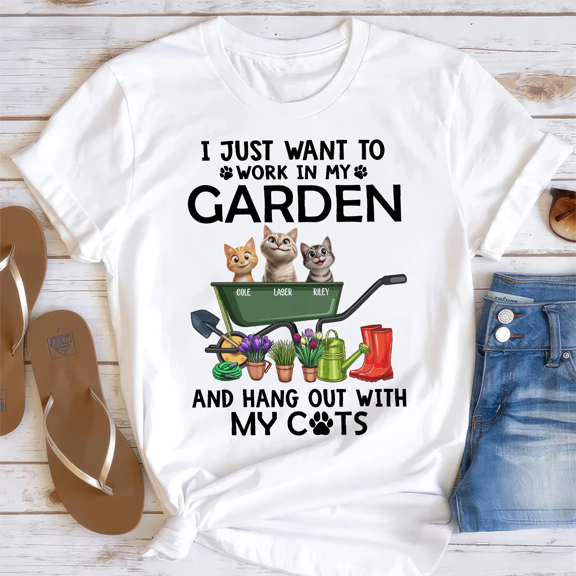 Work In Garden - Hang Out With Cats - Personalized Shirt | CLP15 PT - Image 2