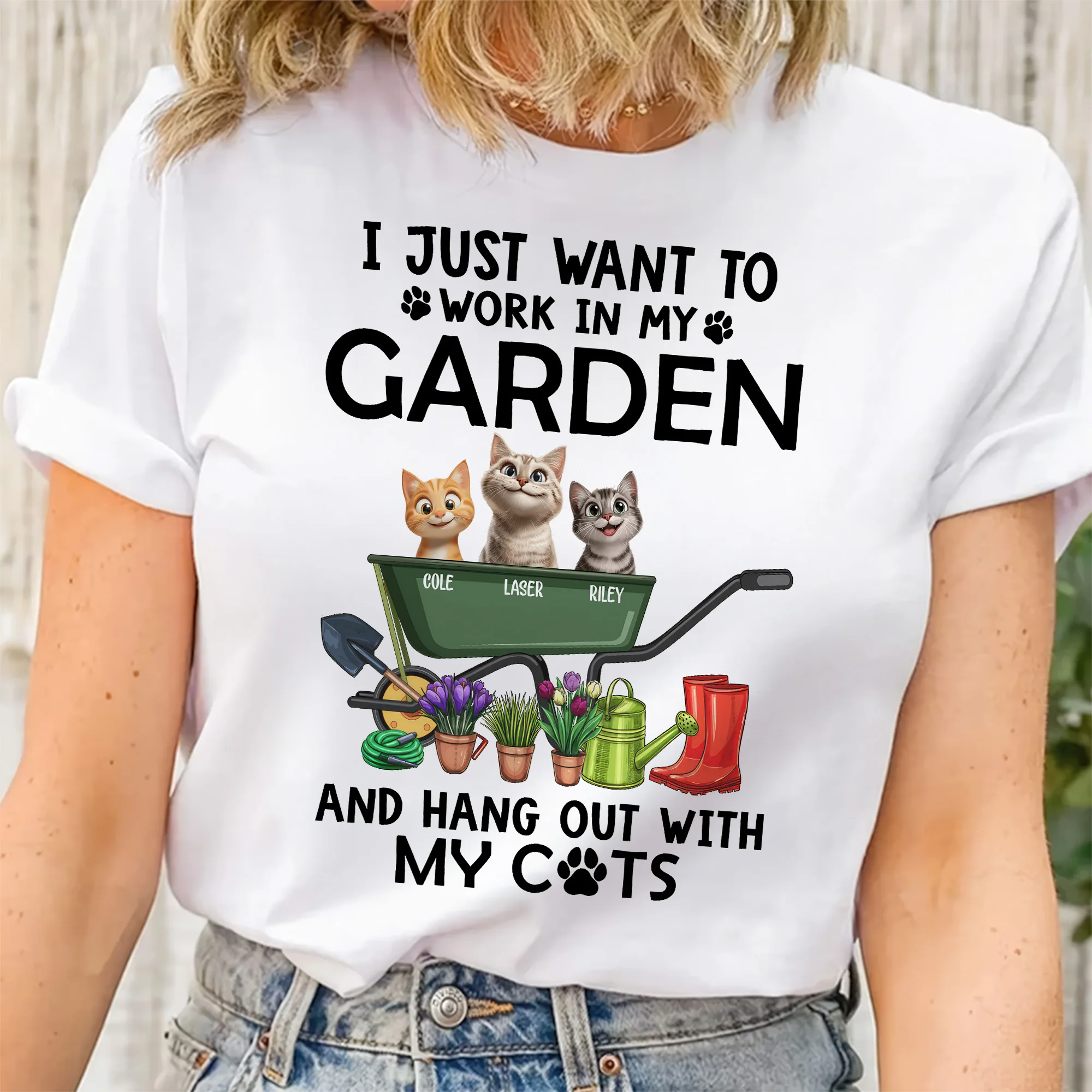 Work In Garden - Hang Out With Cats - Personalized Shirt | CLP15 PT - Image 3