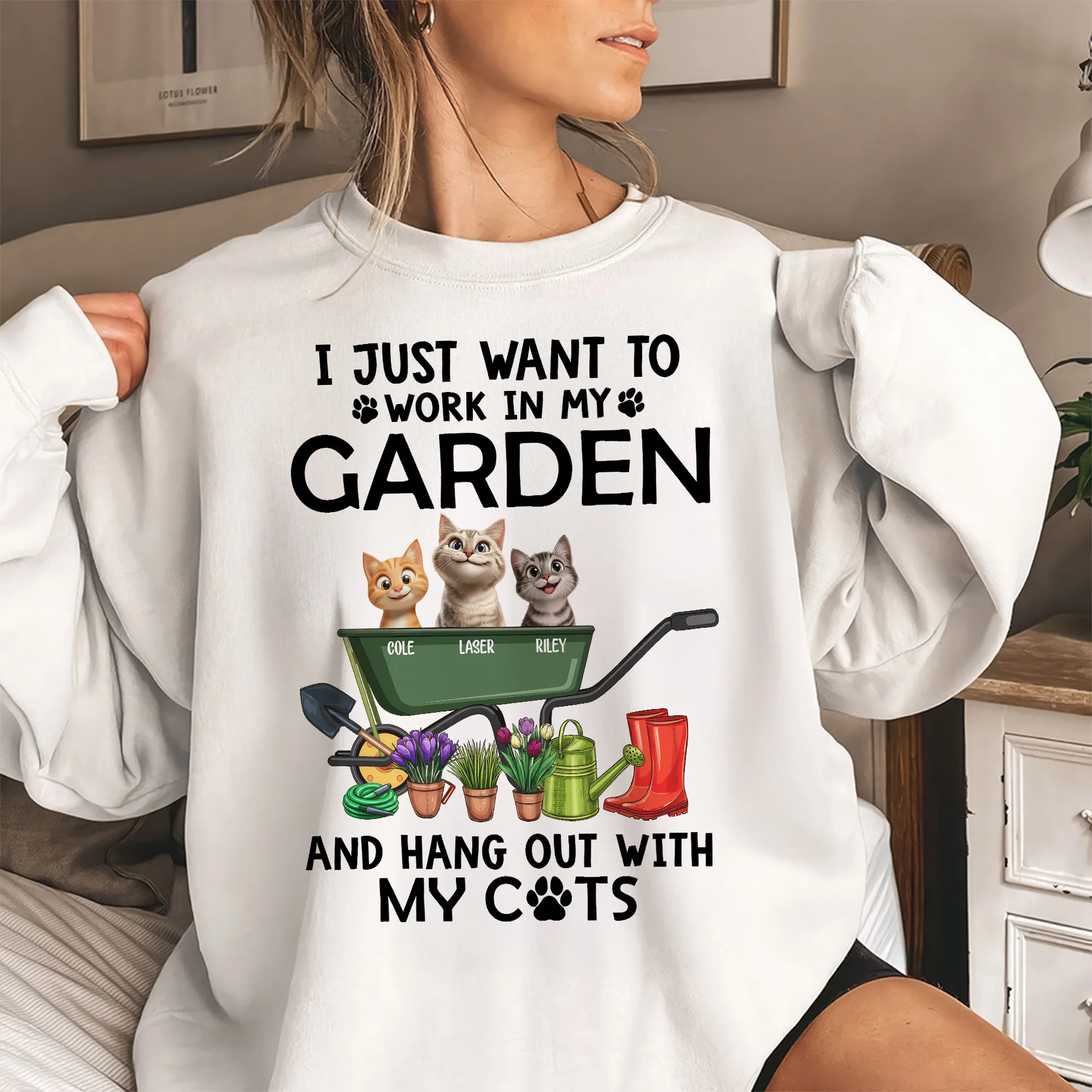 Work In Garden - Hang Out With Cats - Personalized Shirt | CLP15 PT - Image 4