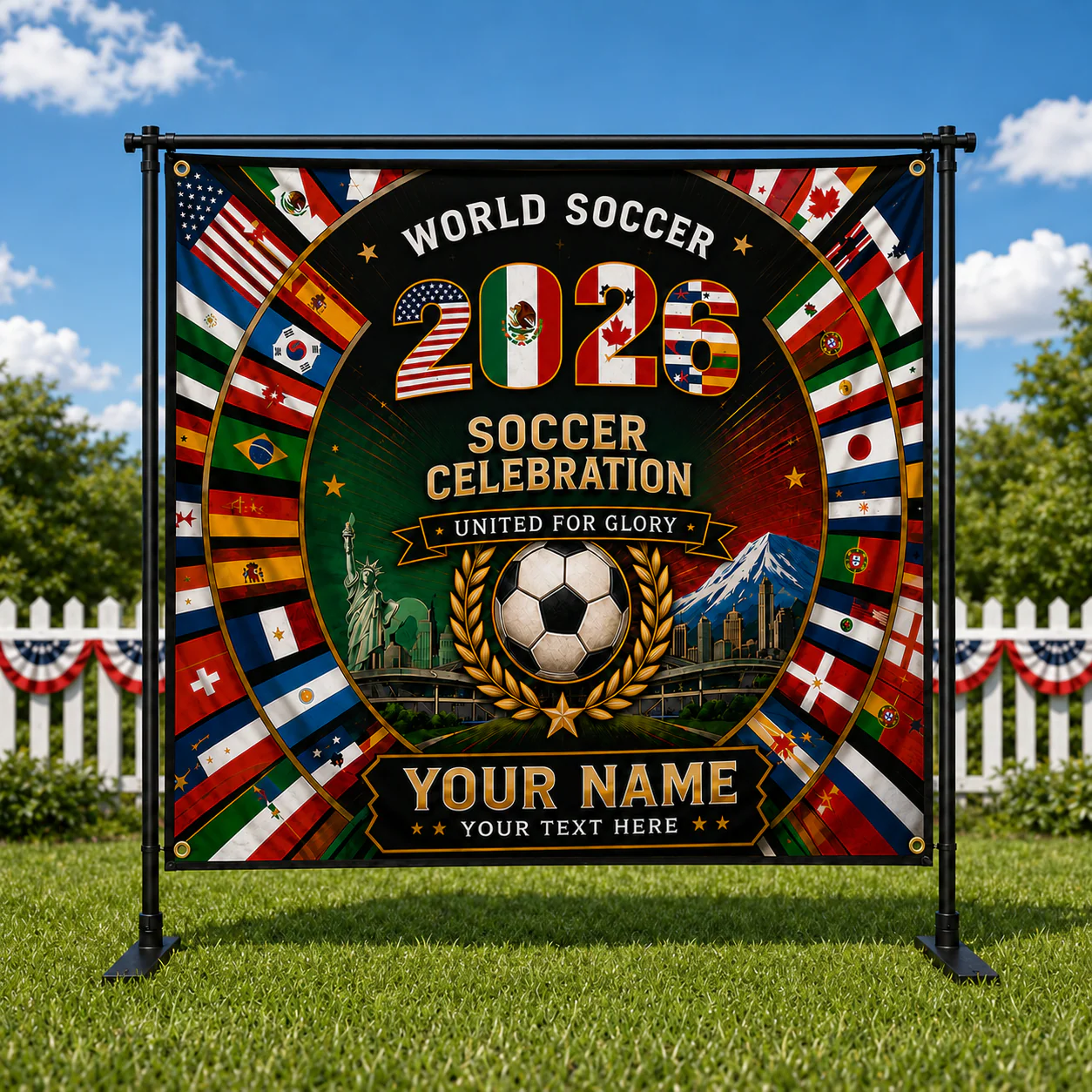 World Soccer 2026 Celebration Country Flag - Personalized Backdrop - Gift For Soccer Fans - Image 2