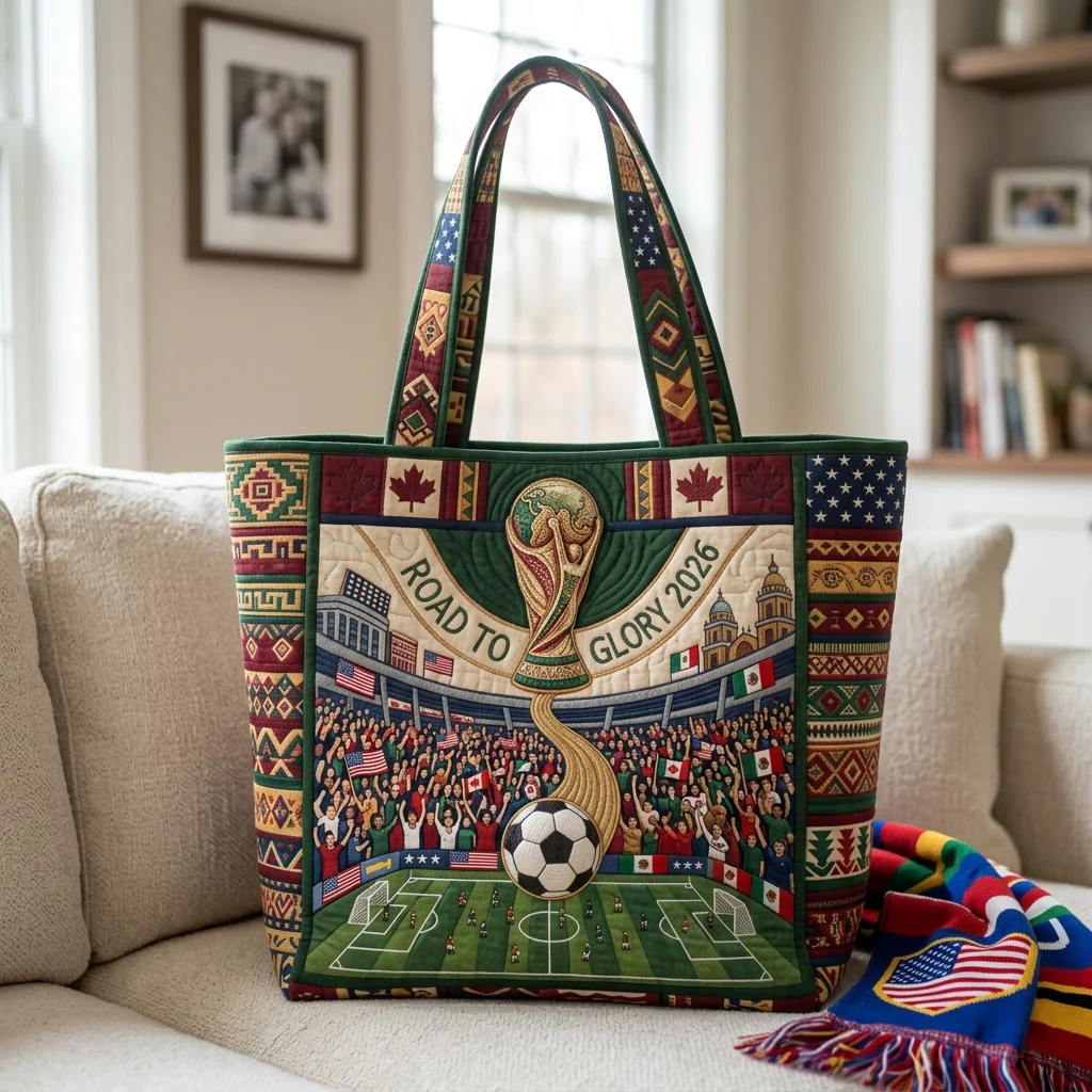 World Soccer Championship Road To Glory 2026 - Quilted Tote Bag - Gift For Fan