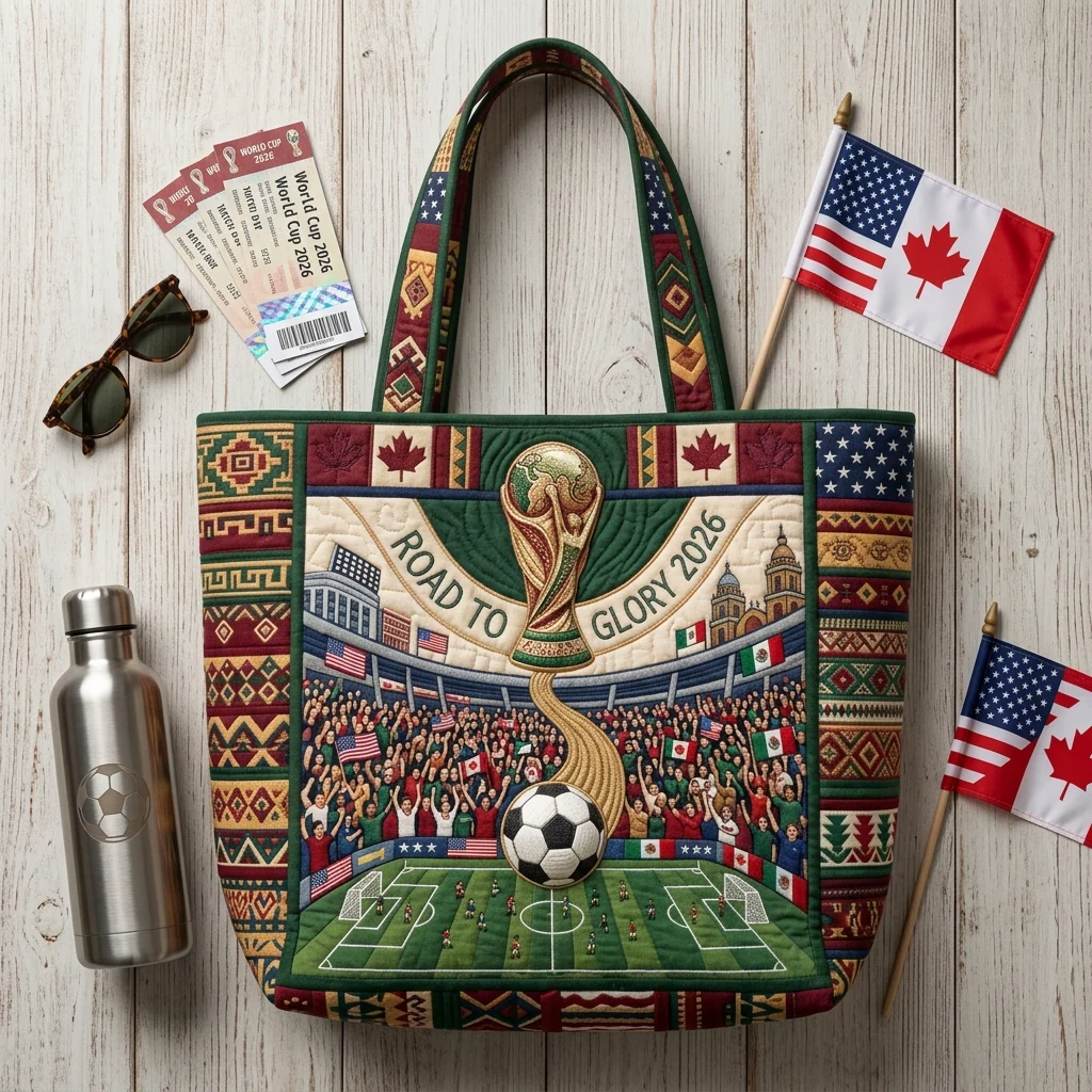 World Soccer Championship Road To Glory 2026 - Quilted Tote Bag - Gift For Fan - Image 6