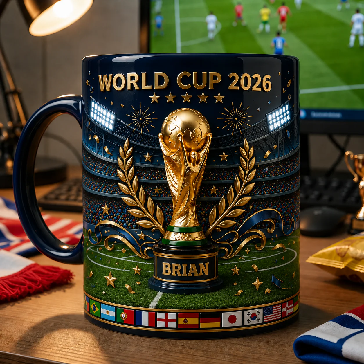 World Soccer Cup 2026 Laurel Wreath - Personalized Accent Mug - Gift For Soccer Fans
