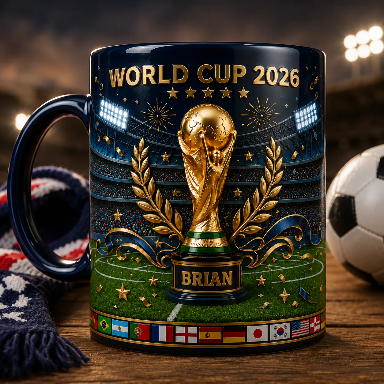 World Soccer Cup 2026 Laurel Wreath - Personalized Accent Mug - Gift For Soccer Fans - Image 2
