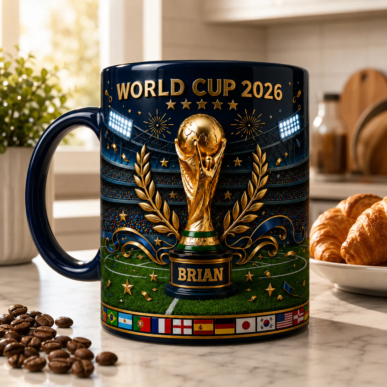 World Soccer Cup 2026 Laurel Wreath - Personalized Accent Mug - Gift For Soccer Fans - Image 3