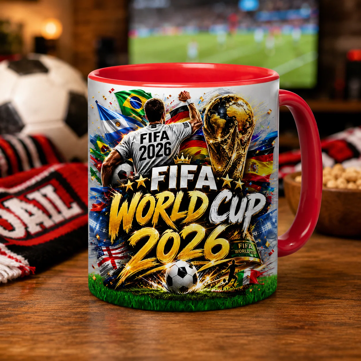 World Soccer Cup 2026 Player Trophy Flags - Accent Mug - Gift For Soccer Fans