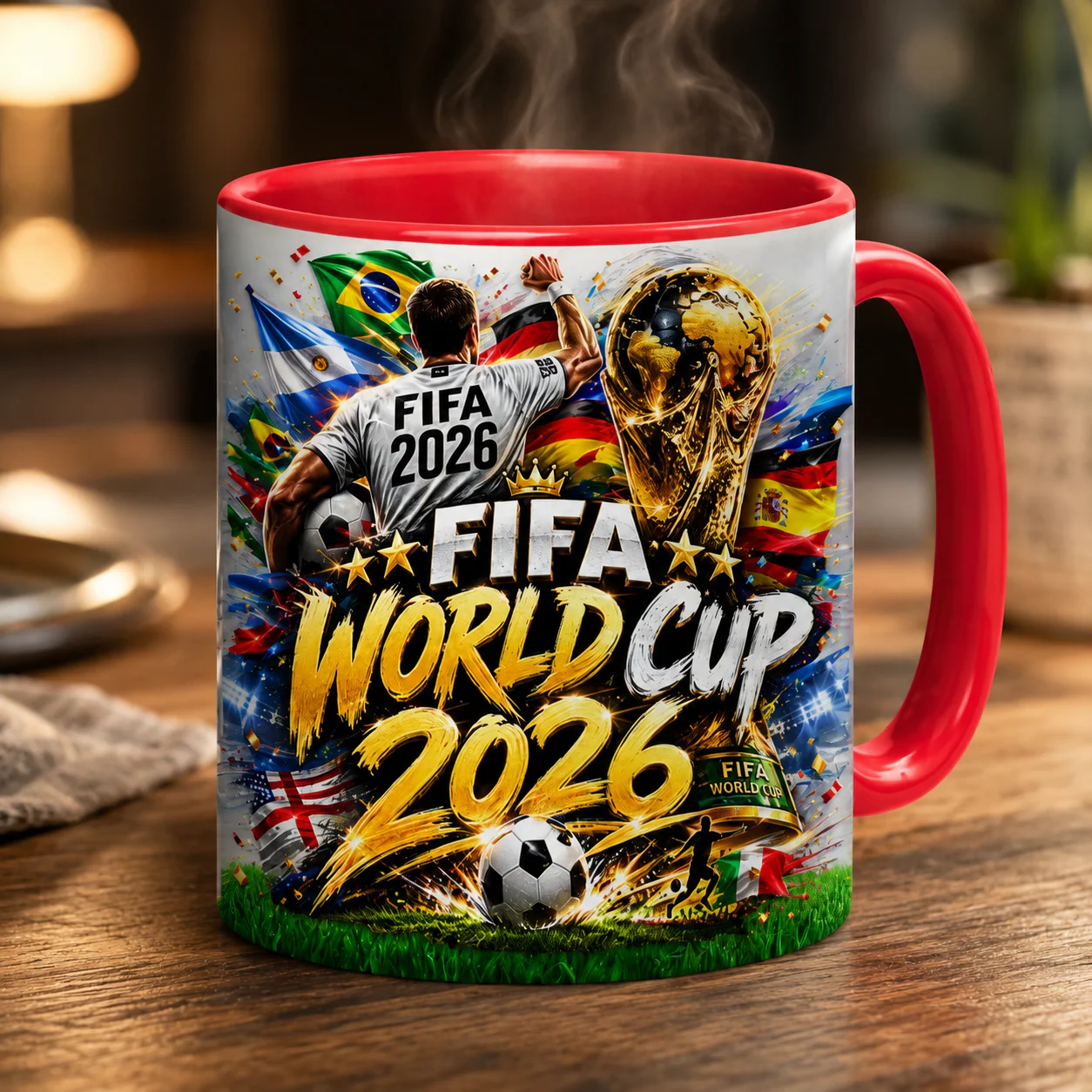 World Soccer Cup 2026 Player Trophy Flags - Accent Mug - Gift For Soccer Fans - Image 2