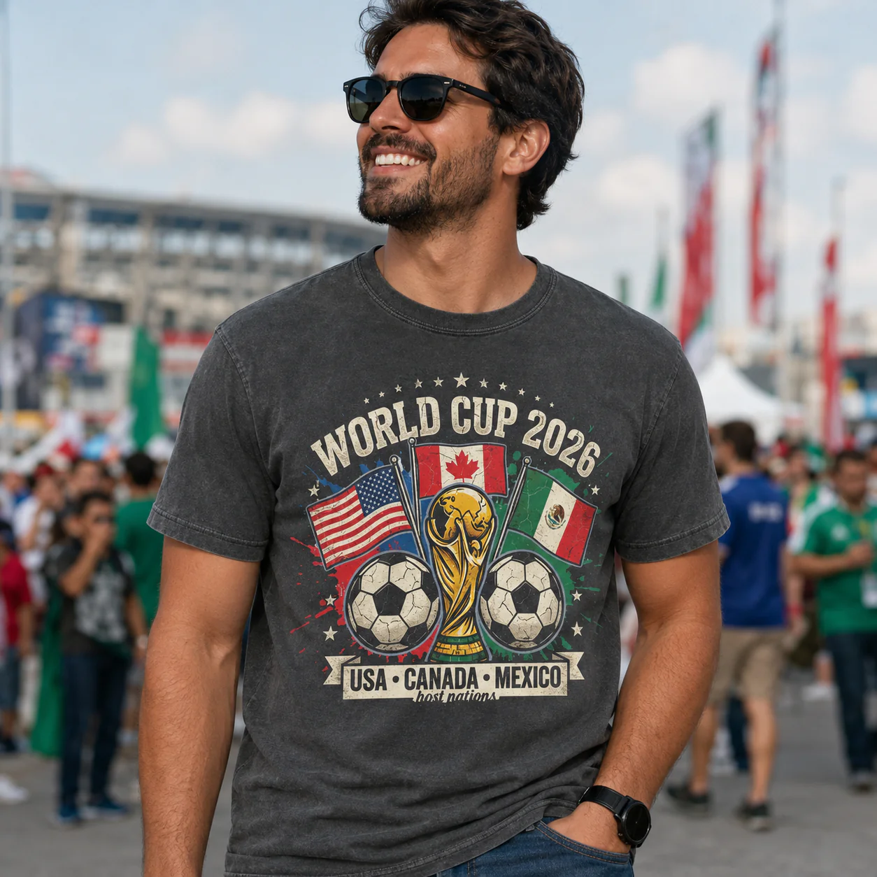 World Soccer Cup 2026 Three Host Nations Flags - Comfort Shirt - Gift For Soccer Fans - Image 4
