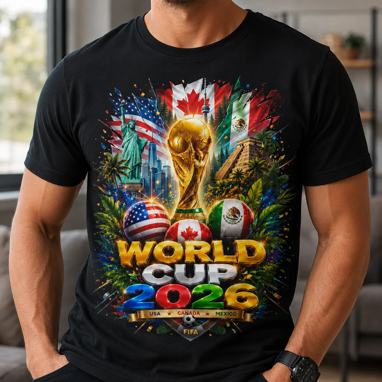 World Soccer Cup 2026 Three Host Nations Landmarks - Personalized Shirt - Gift For Soccer Fans - Image 2