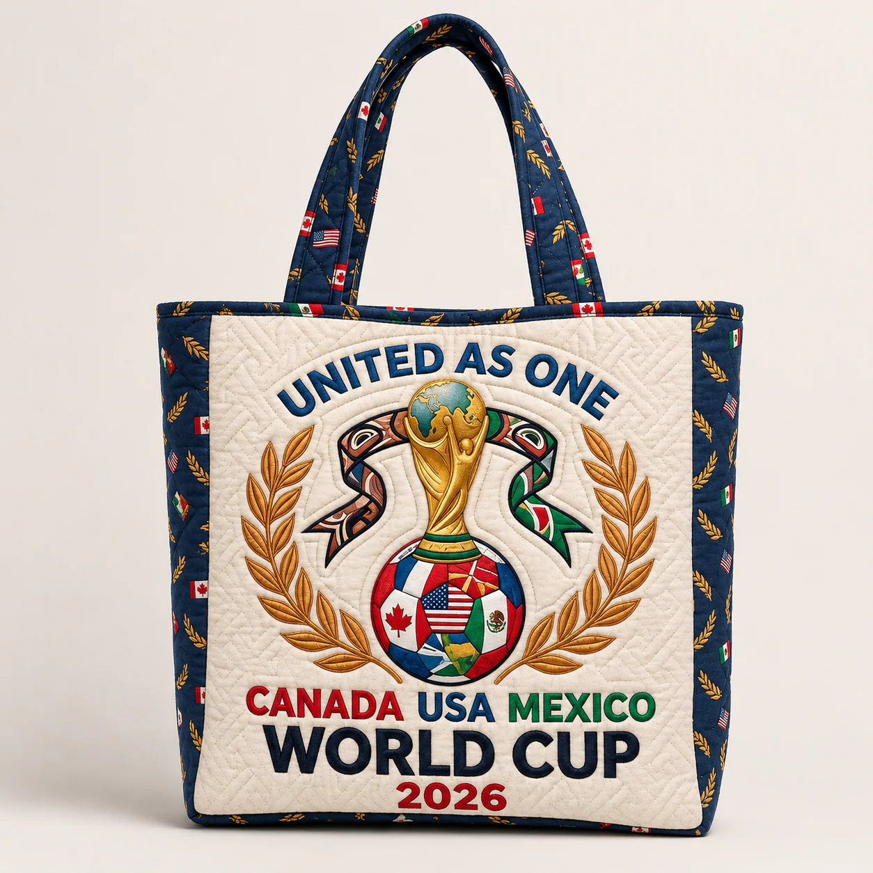 World Soccer Cup 2026 United As One Canada USA Mexico - Quilted Tote Bag - Gift For Soccer Fans - Image 6