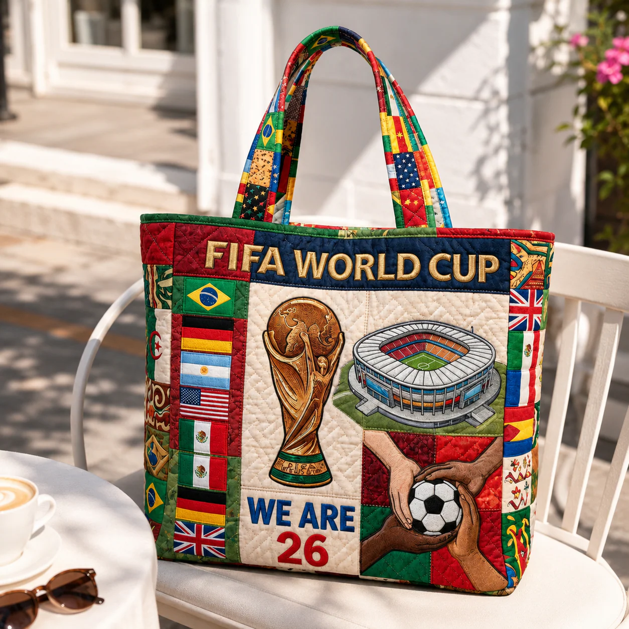 World Soccer Cup 2026 We Are 26 Trophy Stadium Flags - Quilted Tote Bag - Gift For Soccer Fans - Image 4