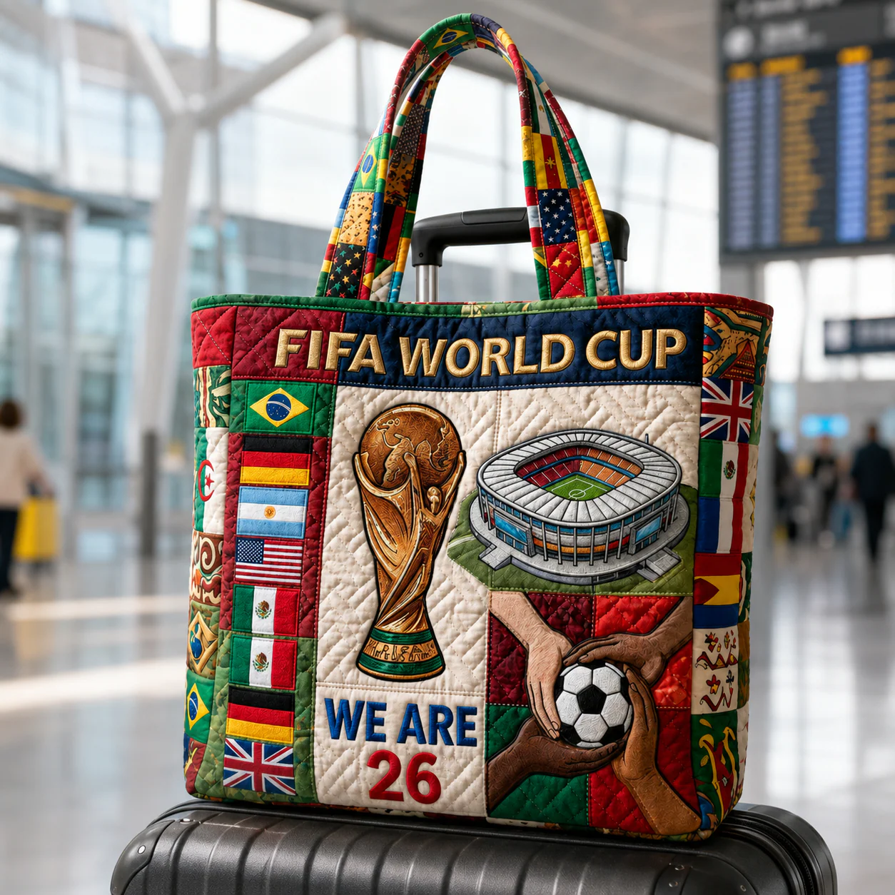 World Soccer Cup 2026 We Are 26 Trophy Stadium Flags - Quilted Tote Bag - Gift For Soccer Fans - Image 5