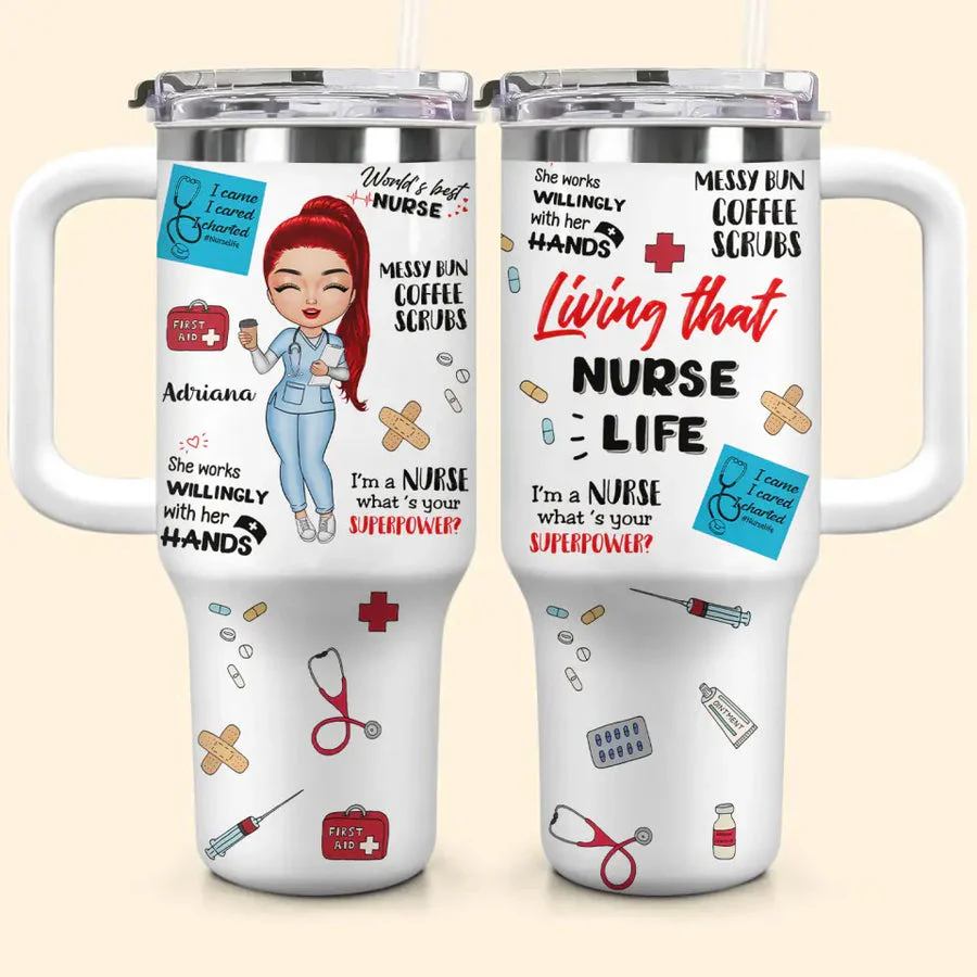 World's Best Nurse - Personalized Tumbler Cup With Straw - Gift For Nurse | NR4 HH01