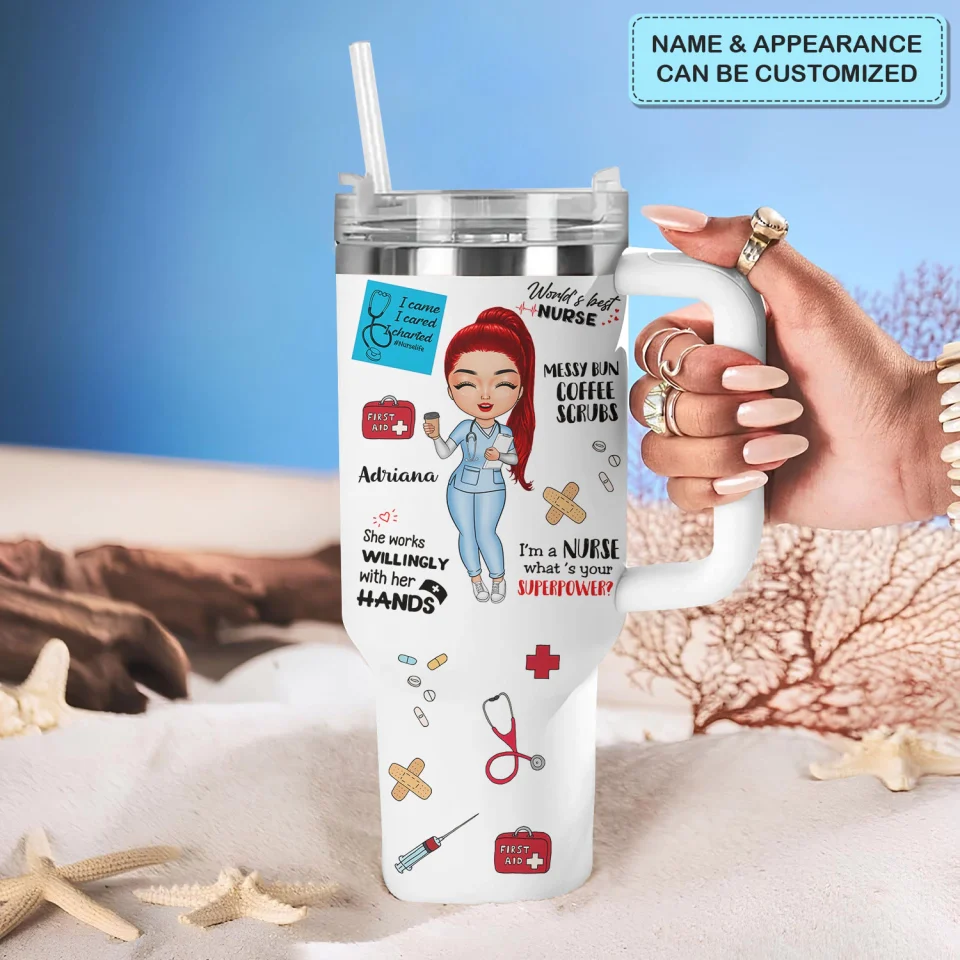 World's Best Nurse - Personalized Tumbler Cup With Straw - Gift For Nurse | NR4 HH01 - Image 6