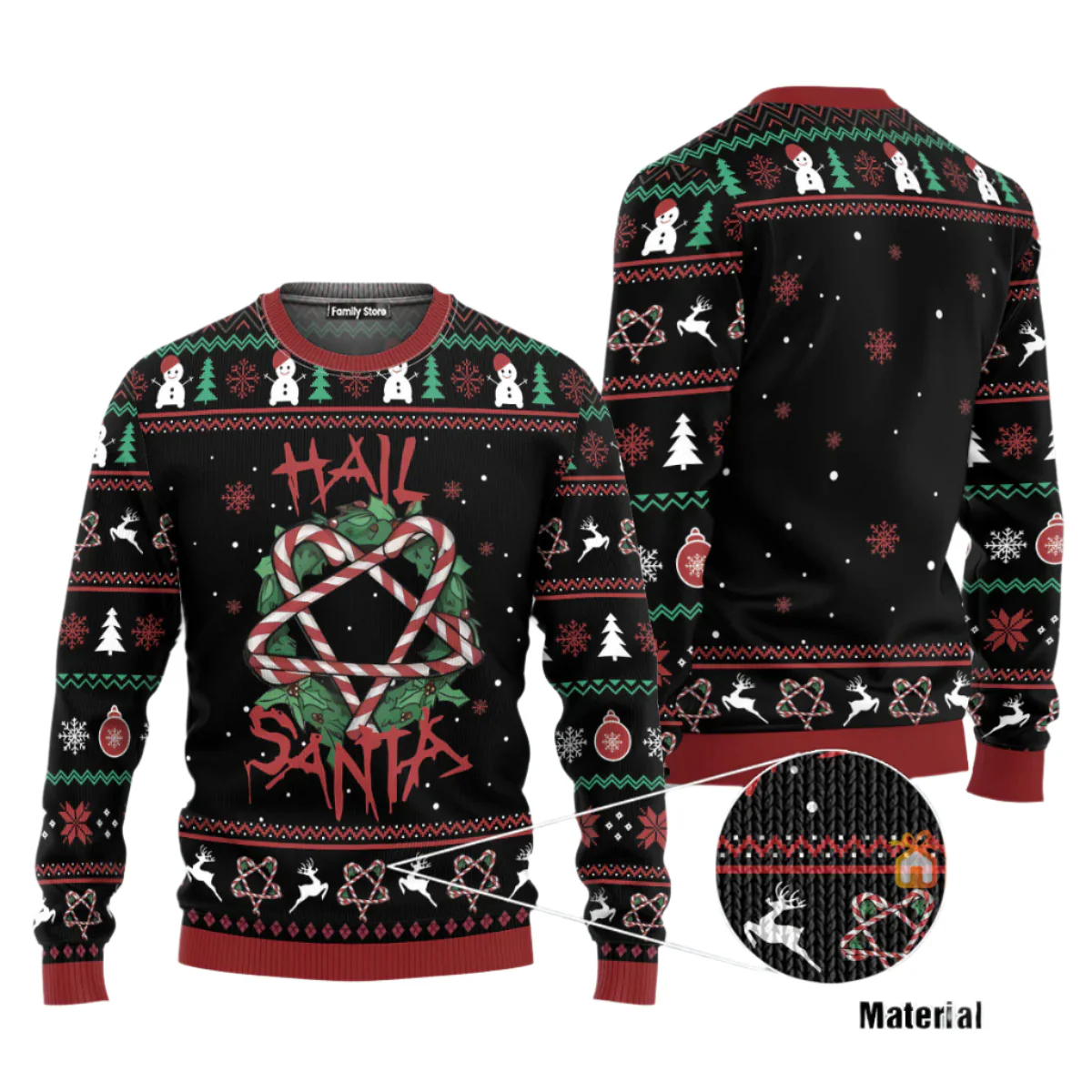 Xmas Hail Santa Candy Cane Summonings Ugly Sweatshirt - Image 2