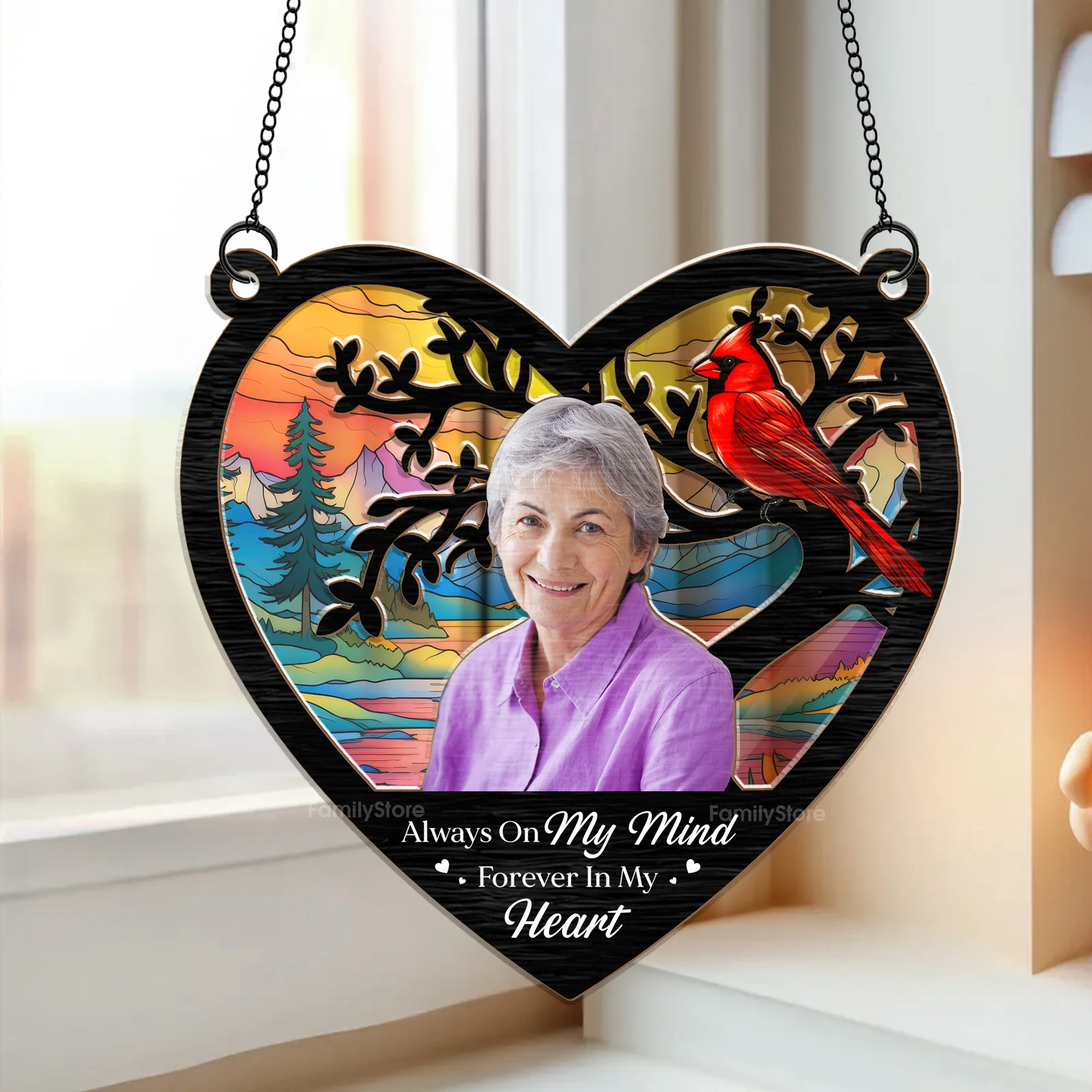 You Always On My Mind - Memorial Gift - Personalized Window Hanging Window Hanging Suncatcher Ornament NA94 - Image 2