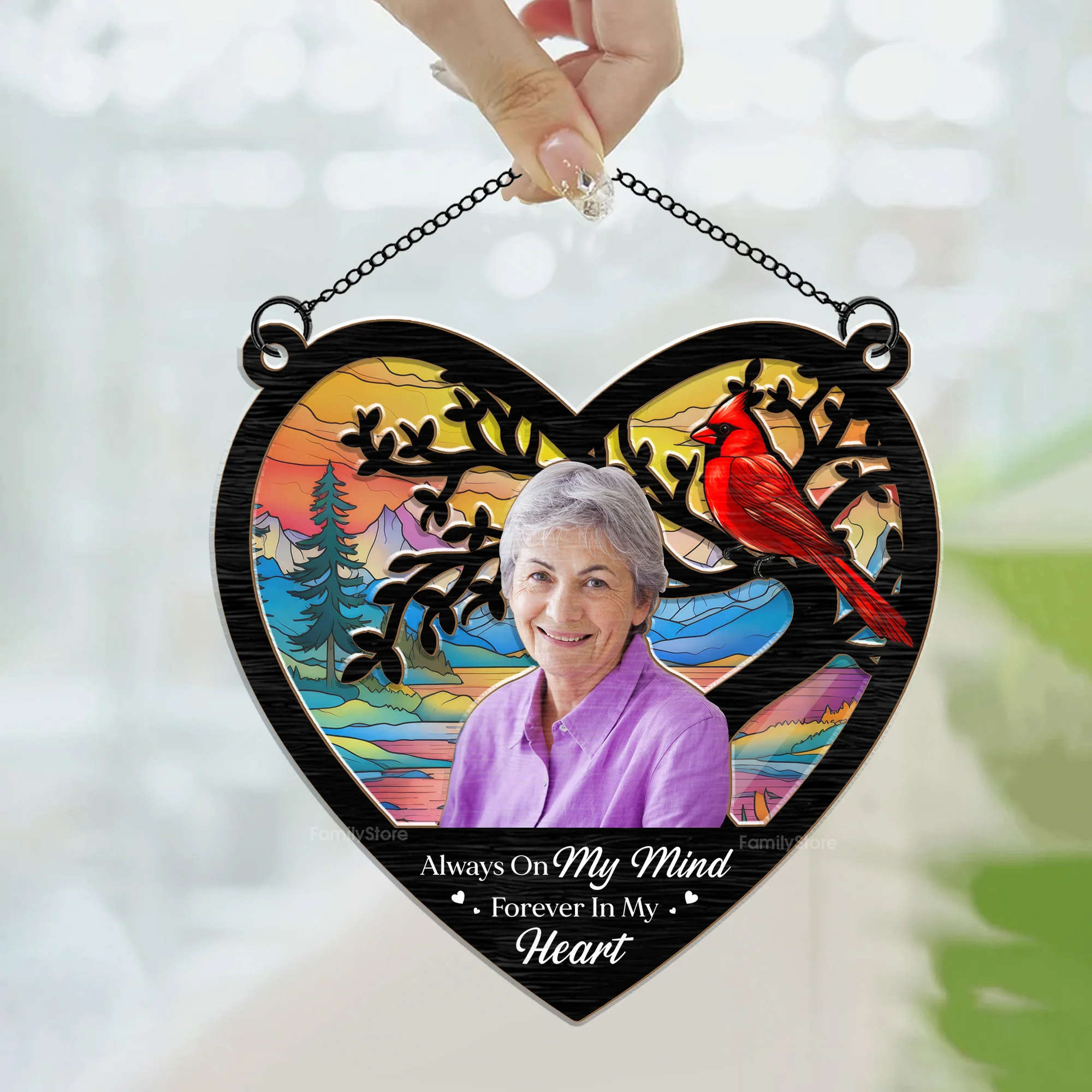 You Always On My Mind - Memorial Gift - Personalized Window Hanging Window Hanging Suncatcher Ornament NA94 - Image 4