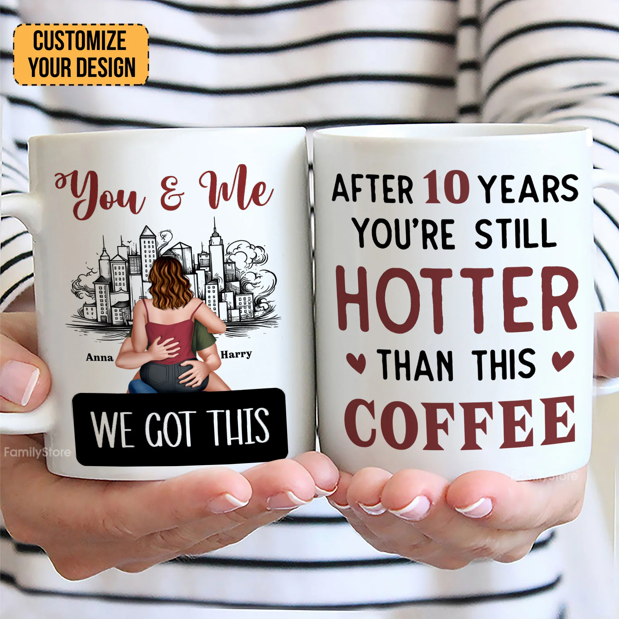 You And Me After 20 Years You're Still Hotter Than This Coffee - Personalized Ceramic Mug - Gift For Couple, Husband Wife - CL28 NH96 - Image 2