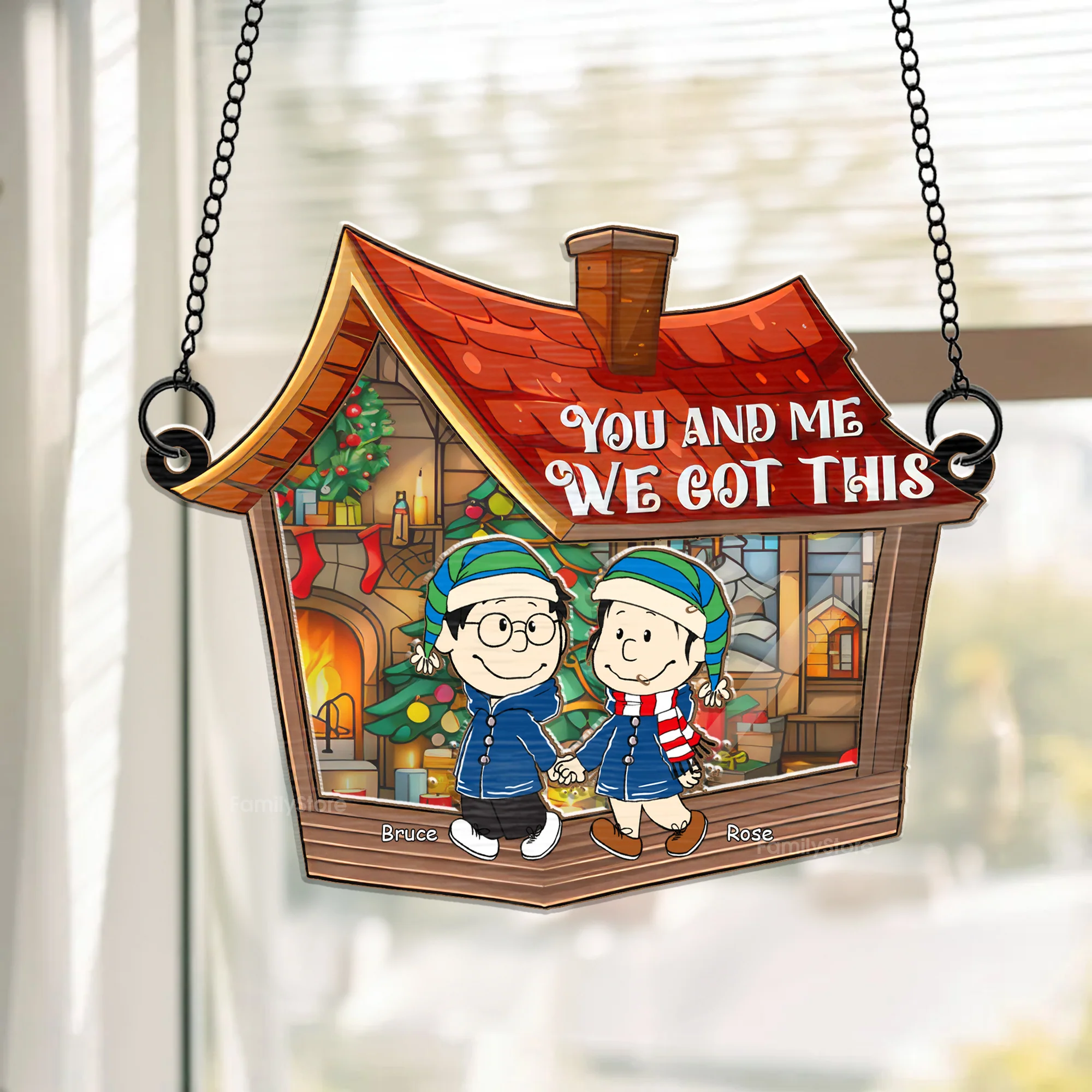You and Me, We Got This Peanut - Personalized  Window Hanging Window Hanging Suncatcher Ornament - Gift For Couple, Husband Wife - CL43 NH96