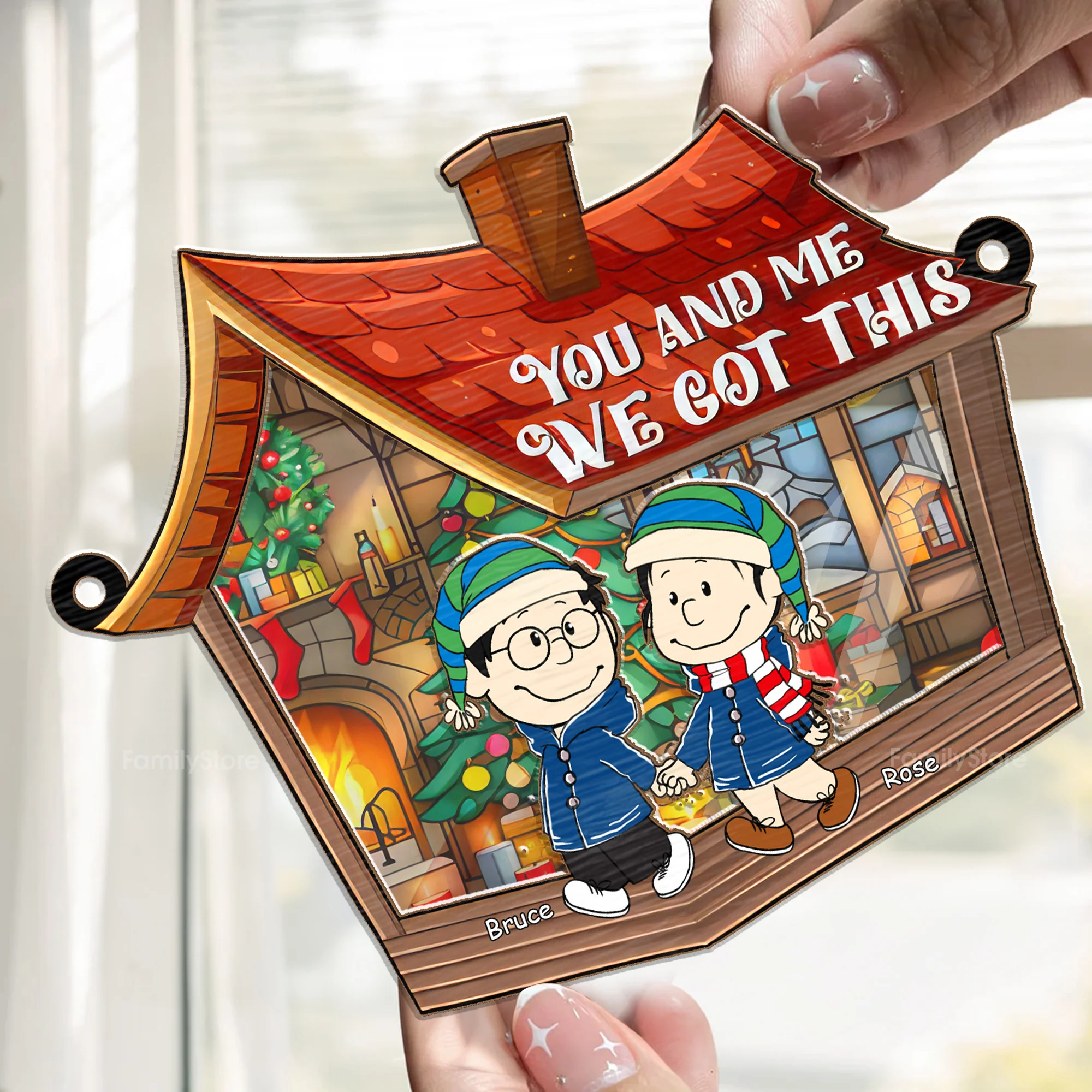 You and Me, We Got This Peanut - Personalized  Window Hanging Window Hanging Suncatcher Ornament - Gift For Couple, Husband Wife - CL43 NH96 - Image 2