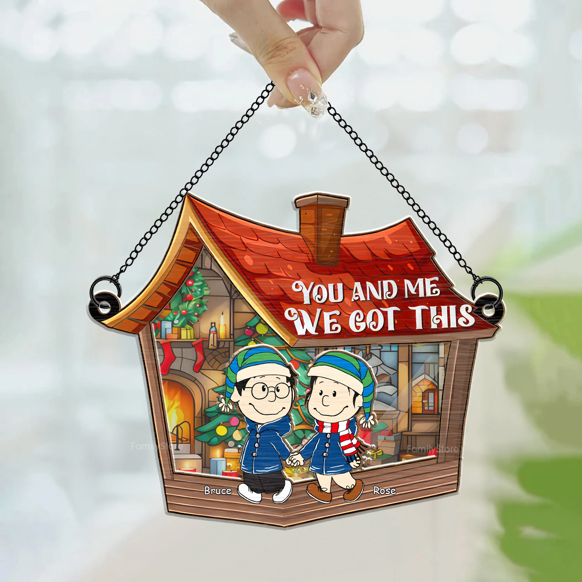 You and Me, We Got This Peanut - Personalized  Window Hanging Window Hanging Suncatcher Ornament - Gift For Couple, Husband Wife - CL43 NH96 - Image 3