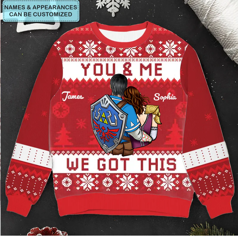 Zelda You And Me We Got This - Personalized Custom Ugly Sweatshirt Zelda - Christmas Gift For Couple, Wife, Husband, Family Members - CL32 PT - Image 3