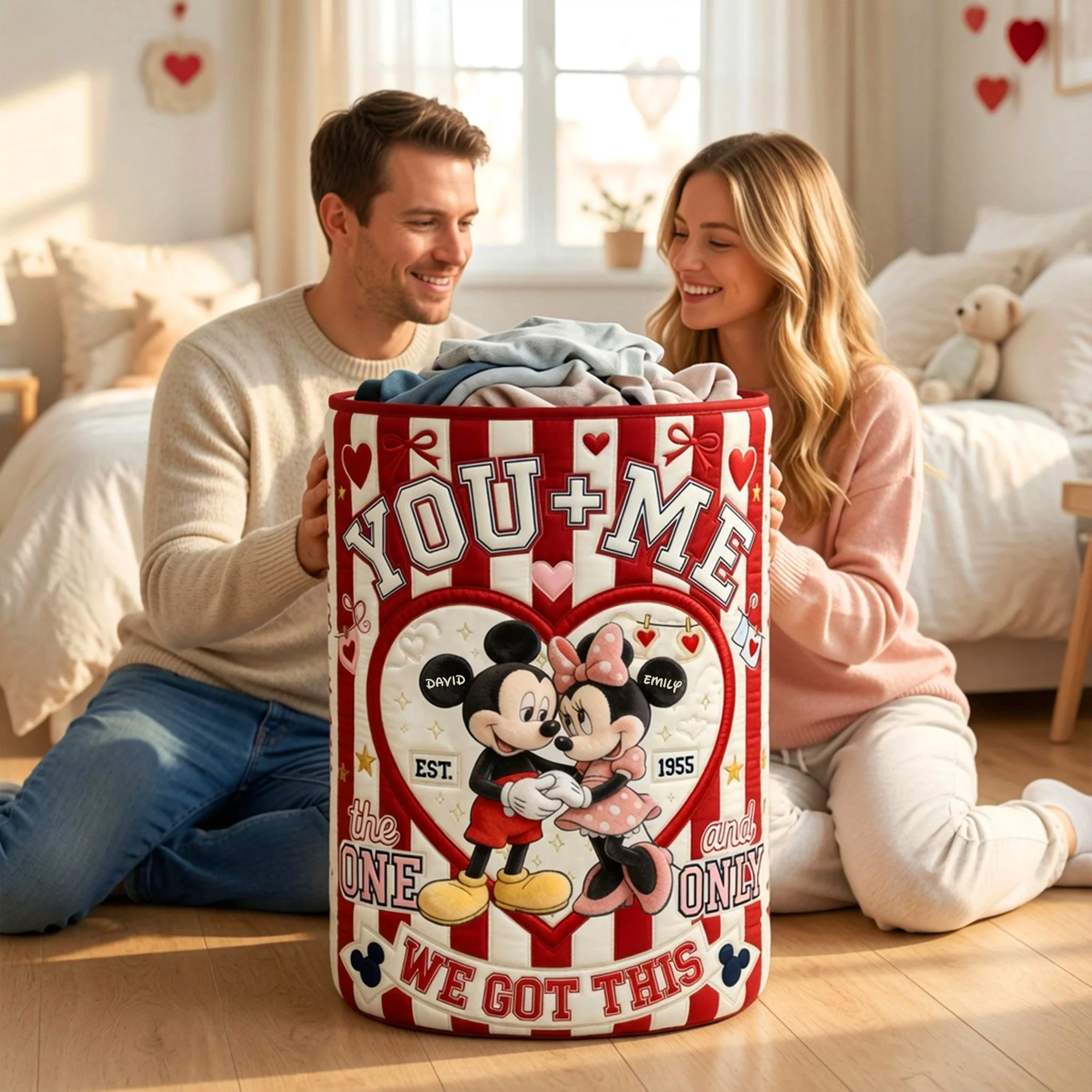 You And Me We Got This - Personalized Quilted Laundry Basket - Gift For Couple - Image 2