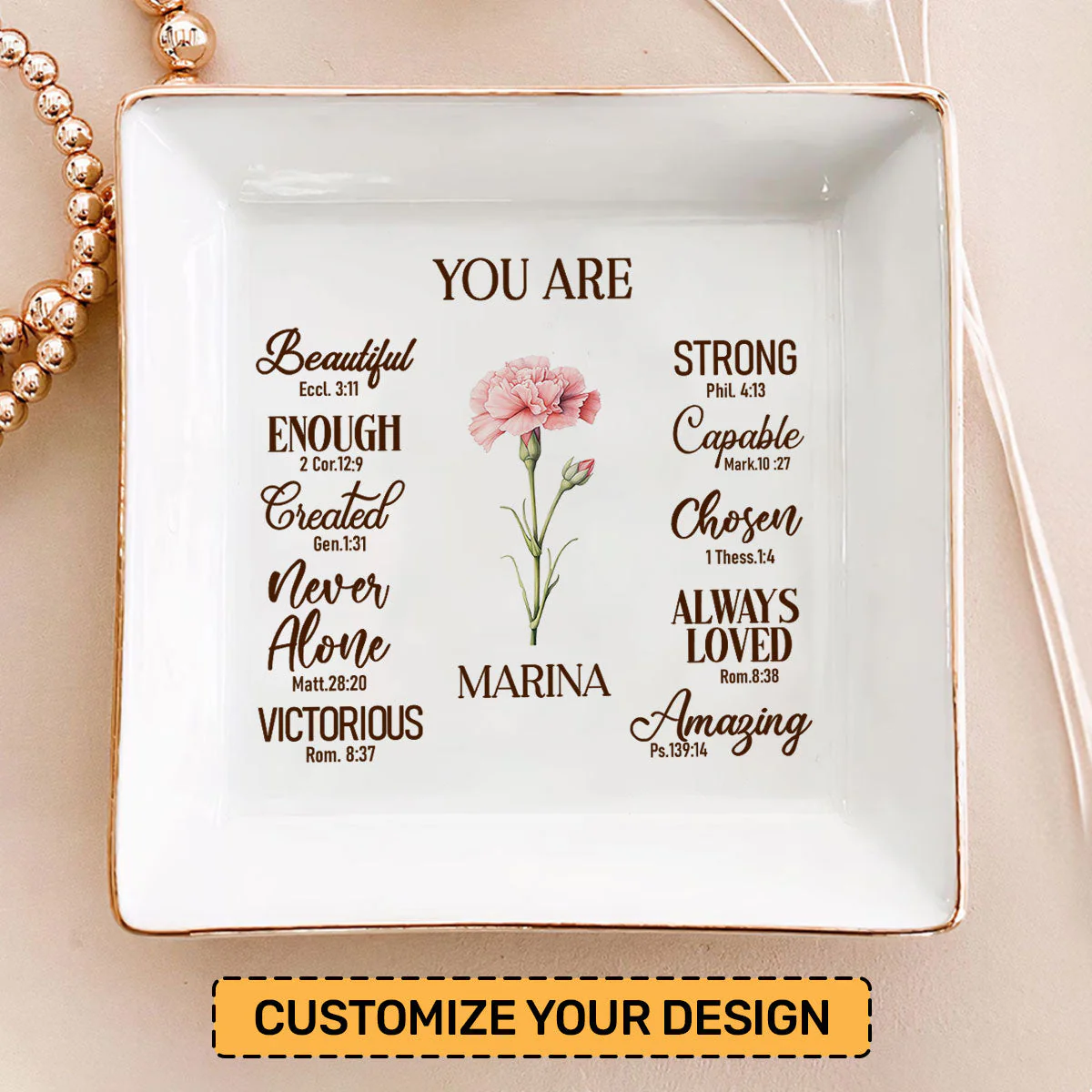 You Are Beutiful And Strong - Personalized Jewelry Dish - Gift For Grandma, Mom, Girlfriend, Wife, Bestie, Sister - NH96 - Image 2