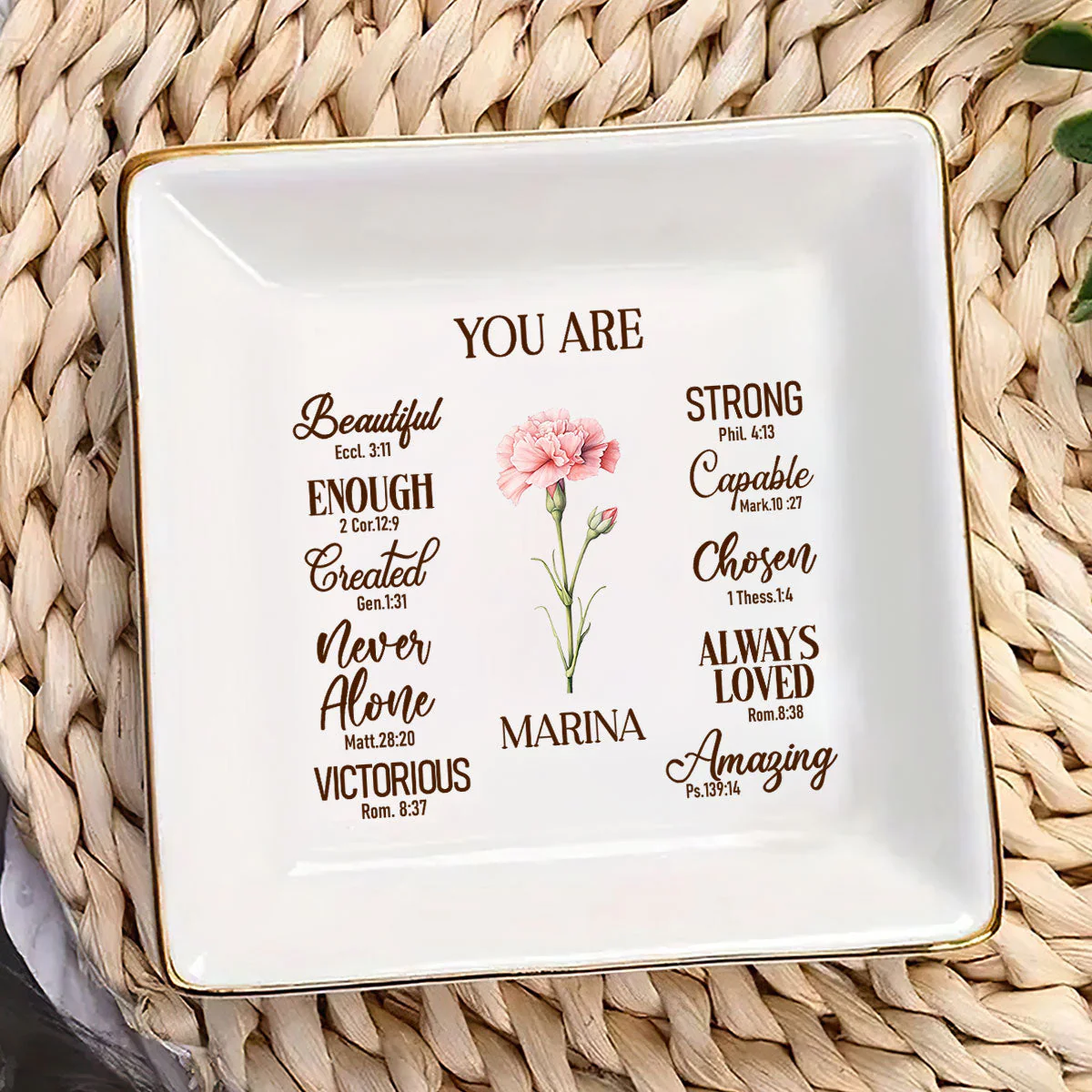 You Are Beutiful And Strong - Personalized Jewelry Dish - Gift For Grandma, Mom, Girlfriend, Wife, Bestie, Sister - NH96 - Image 3