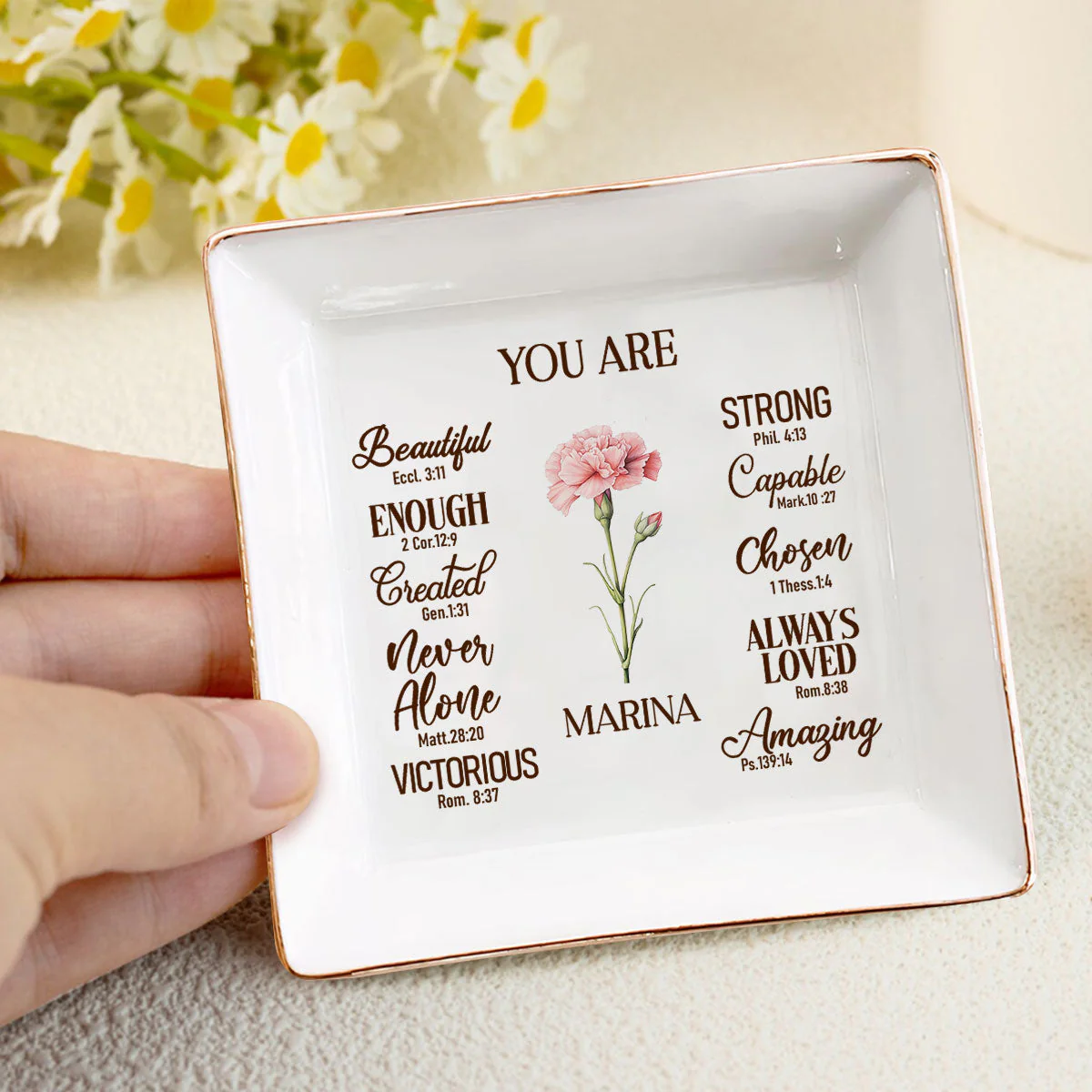 You Are Beutiful And Strong - Personalized Jewelry Dish - Gift For Grandma, Mom, Girlfriend, Wife, Bestie, Sister - NH96 - Image 4