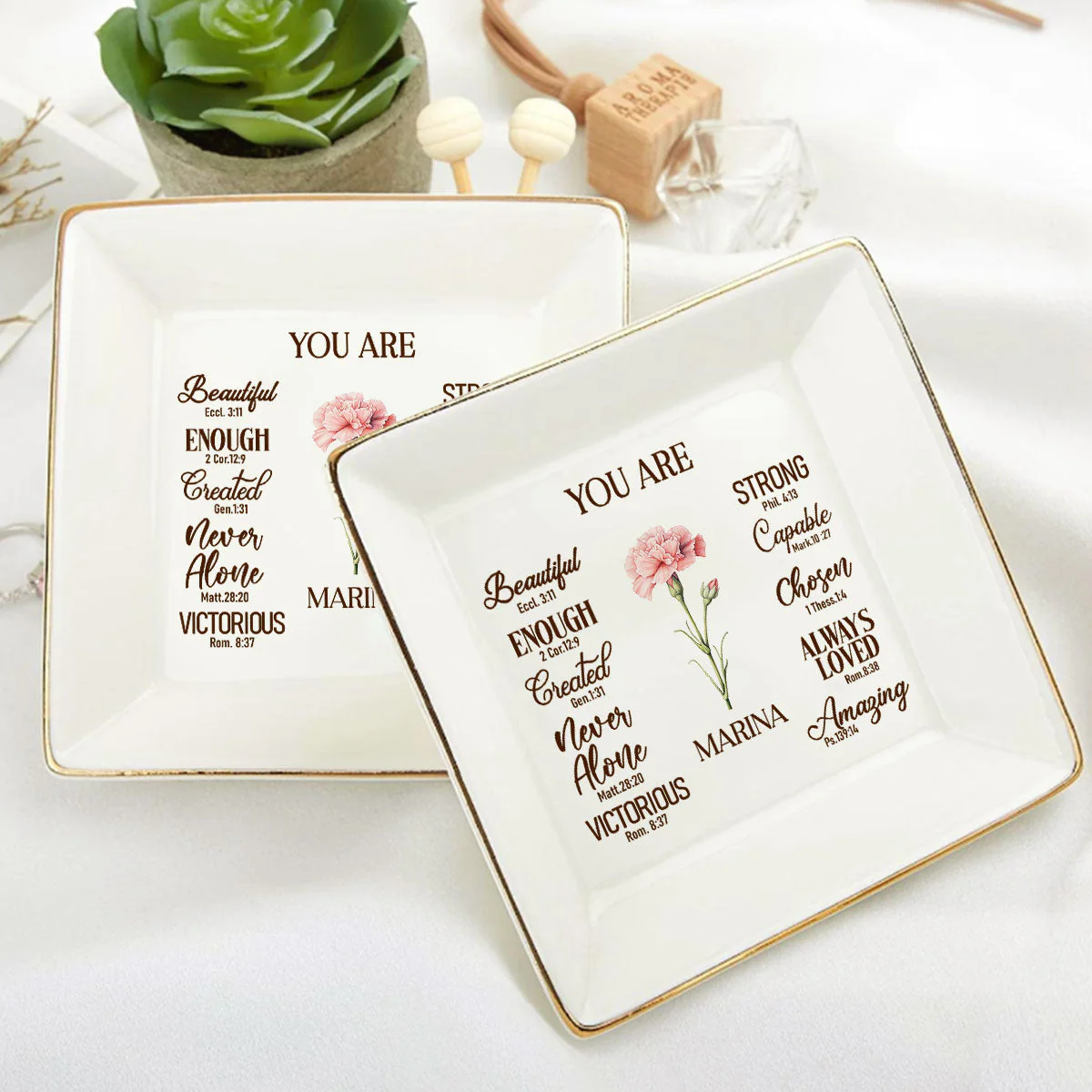 You Are Beutiful And Strong - Personalized Jewelry Dish - Gift For Grandma, Mom, Girlfriend, Wife, Bestie, Sister - NH96 - Image 6